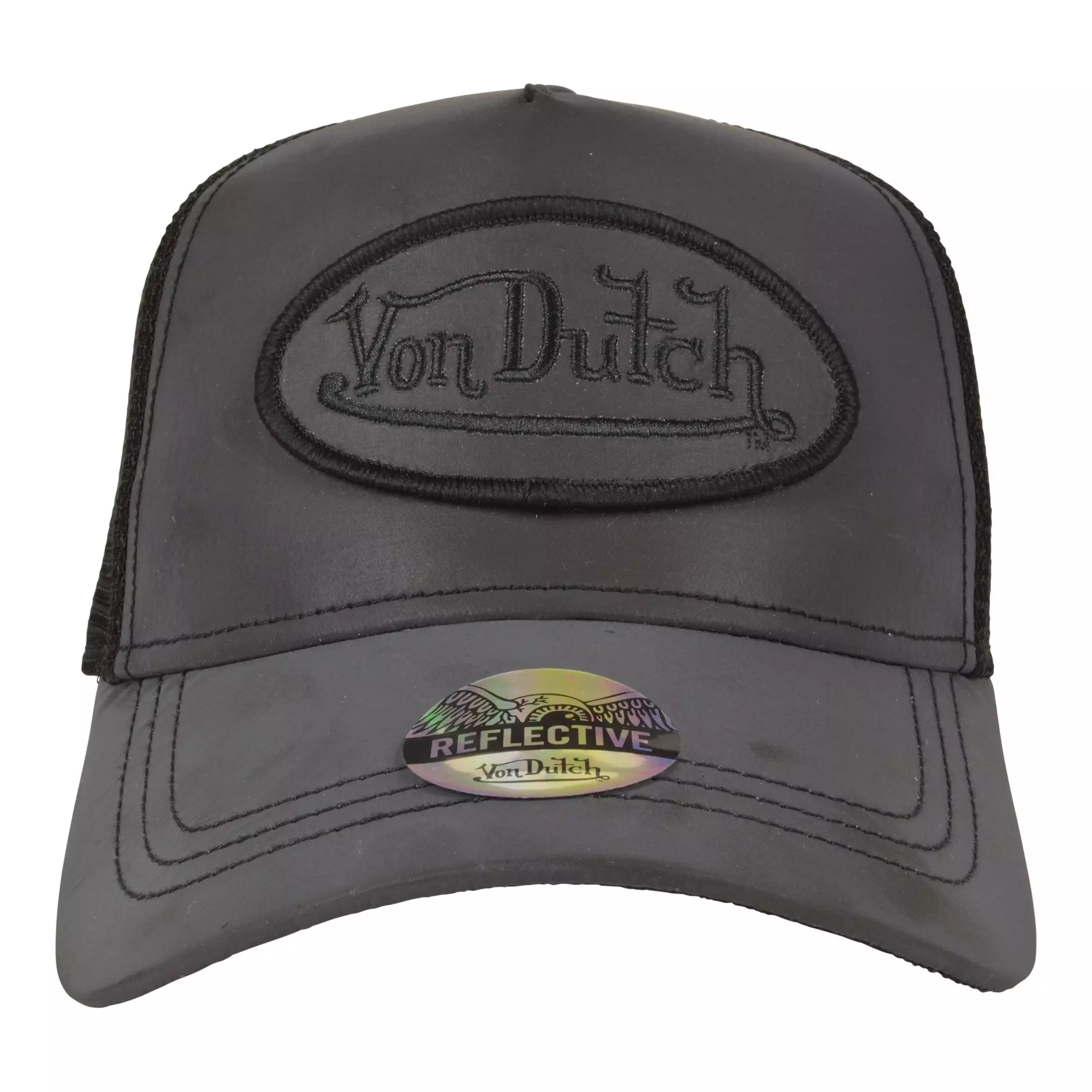 Von Dutch Reflective Night Vision Trucker Hat - Black - BLACK