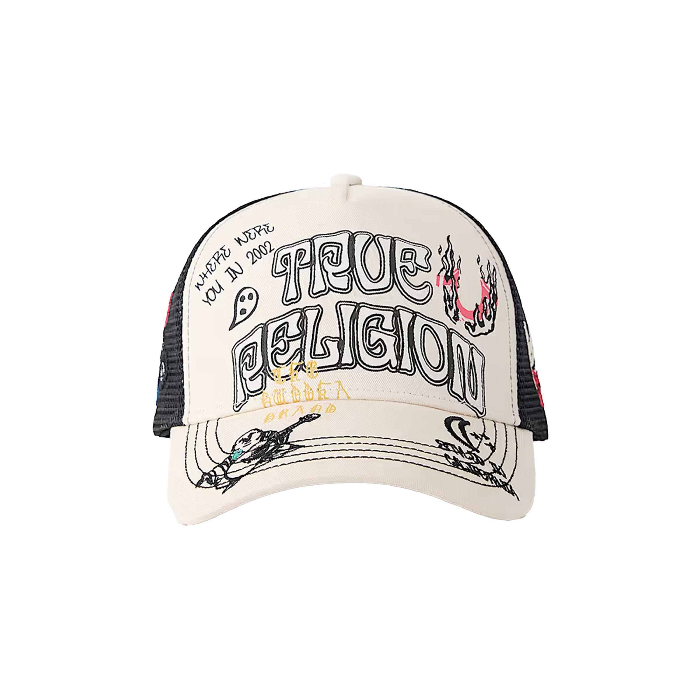 True Religion Flame Trucker Hat - White - WHITE Thumbnail View 3