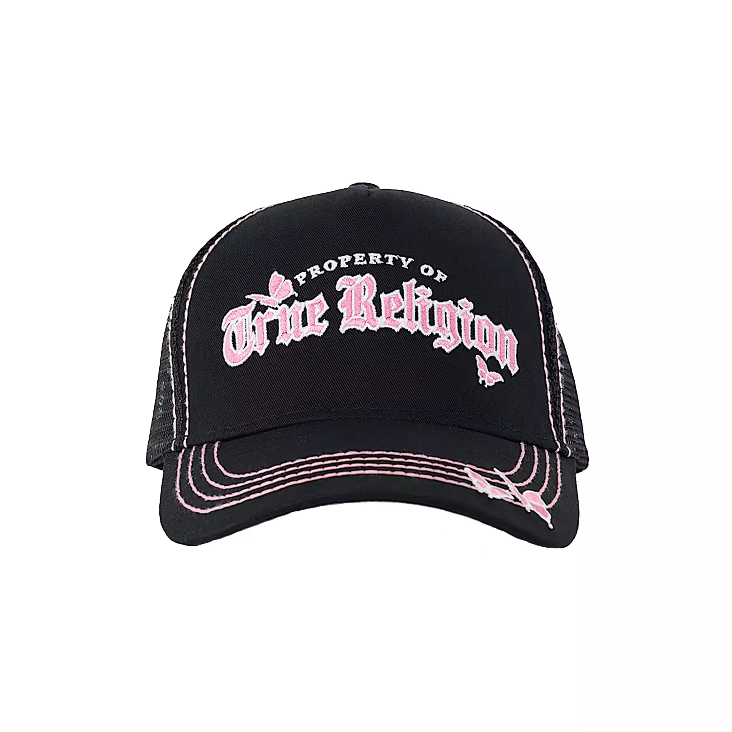 True Religion Butterfly Trucker Hat - Black - BLACK