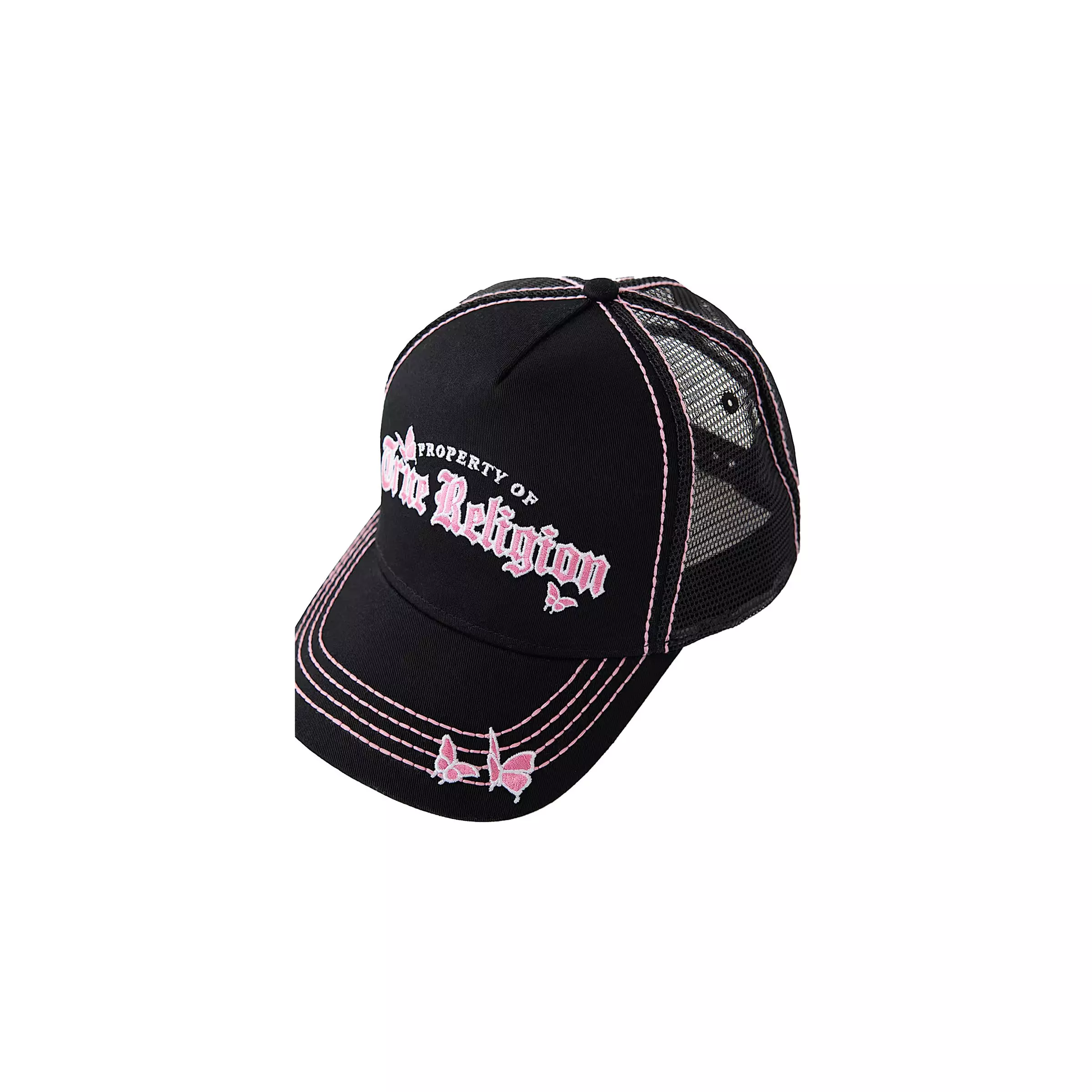 True Religion Butterfly Trucker Hat - Black - BLACK
