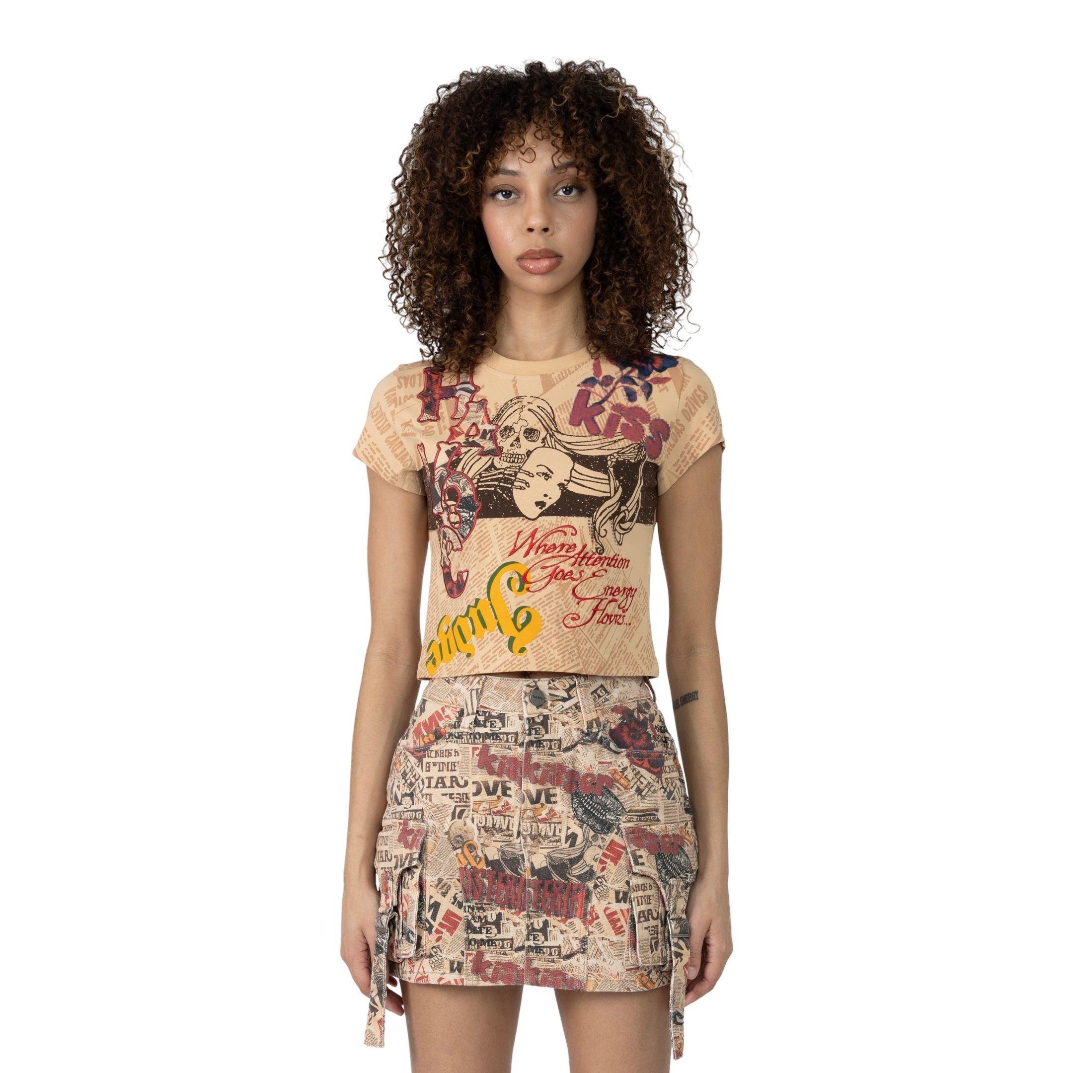 Smoke Rise Women's Printed Baby Tee - MULTI-COLOR Thumbnail View 3