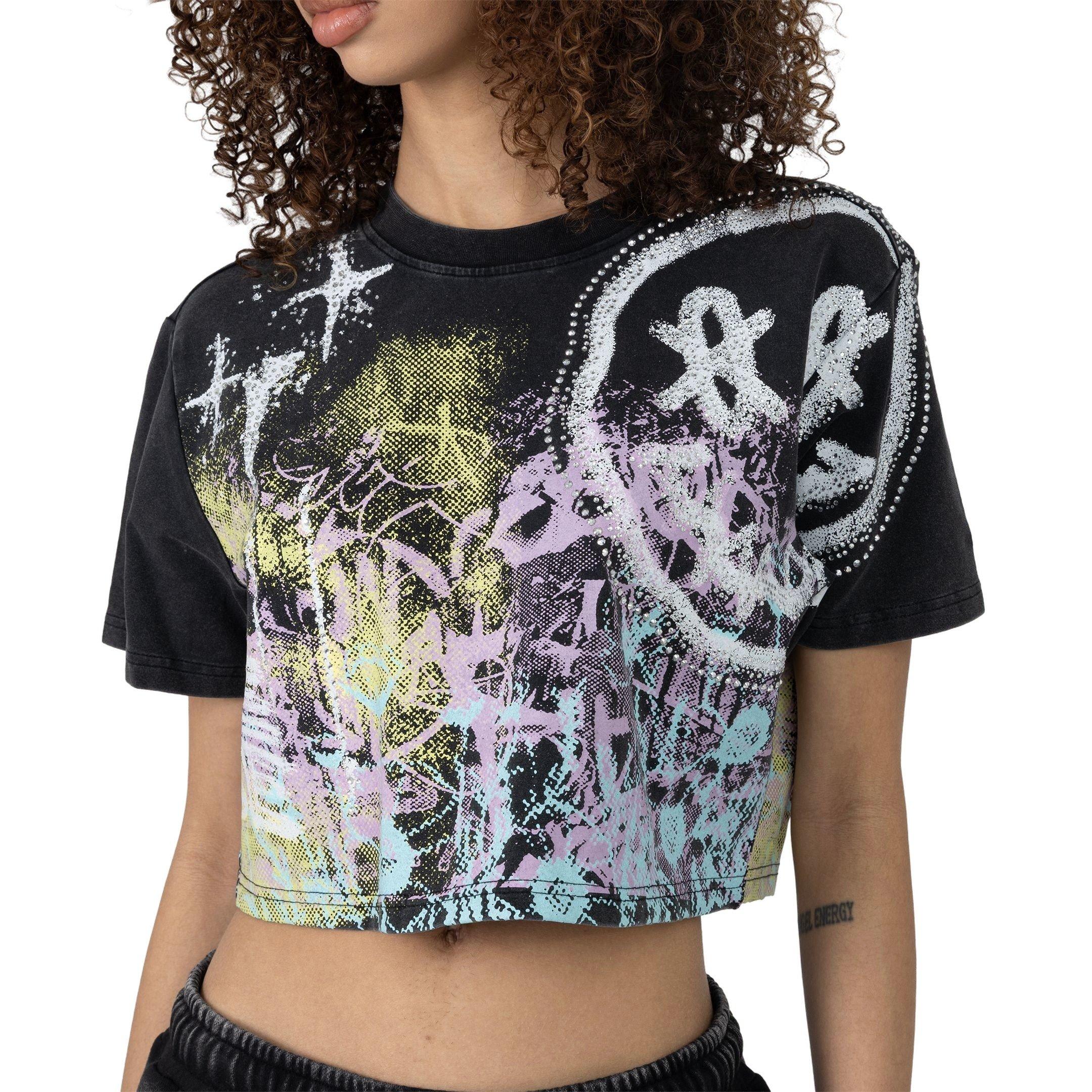 Smoke Rise Women's French Terry Crop Tee - BLACK Thumbnail View 4