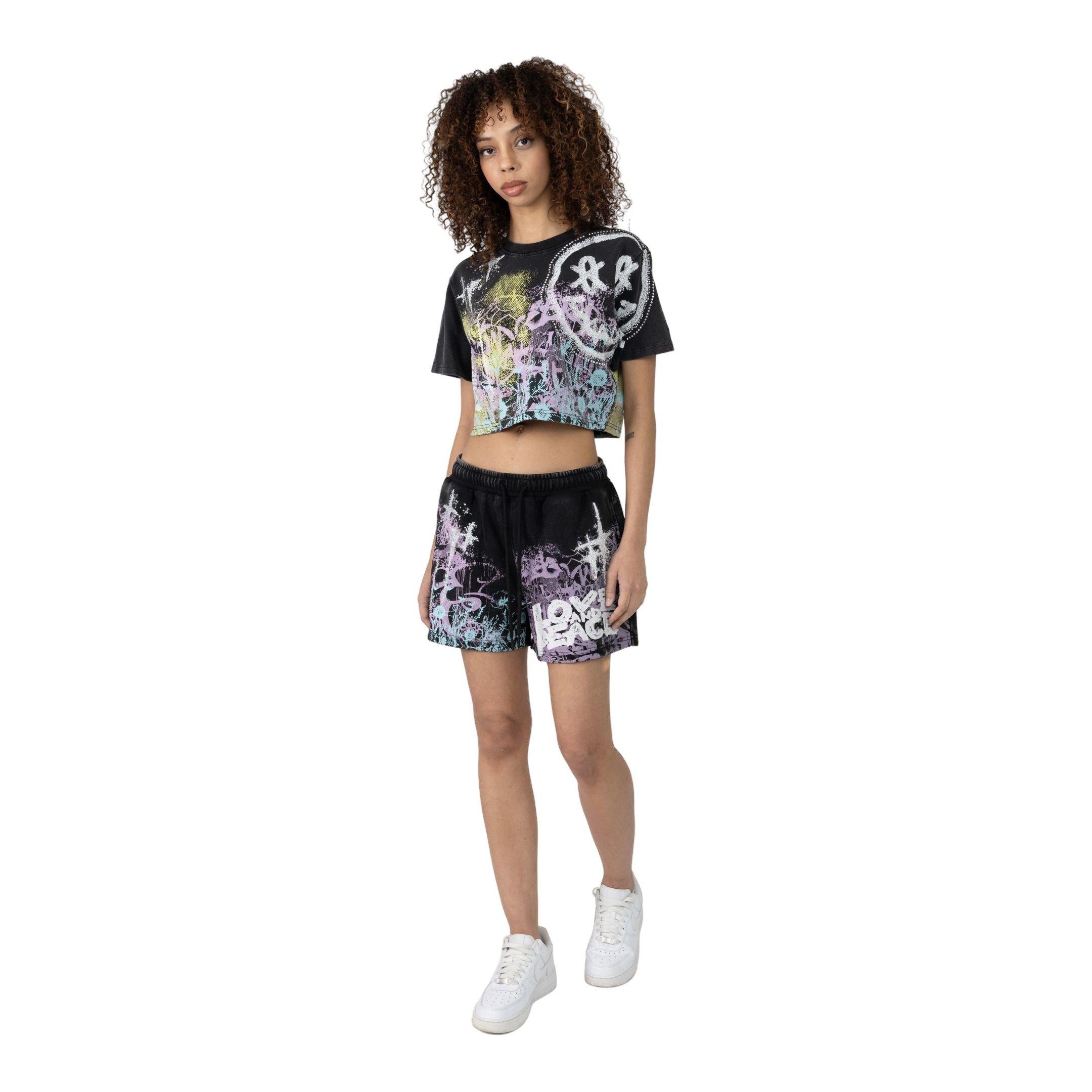 Smoke Rise Women's French Terry Crop Tee - BLACK Thumbnail View 7