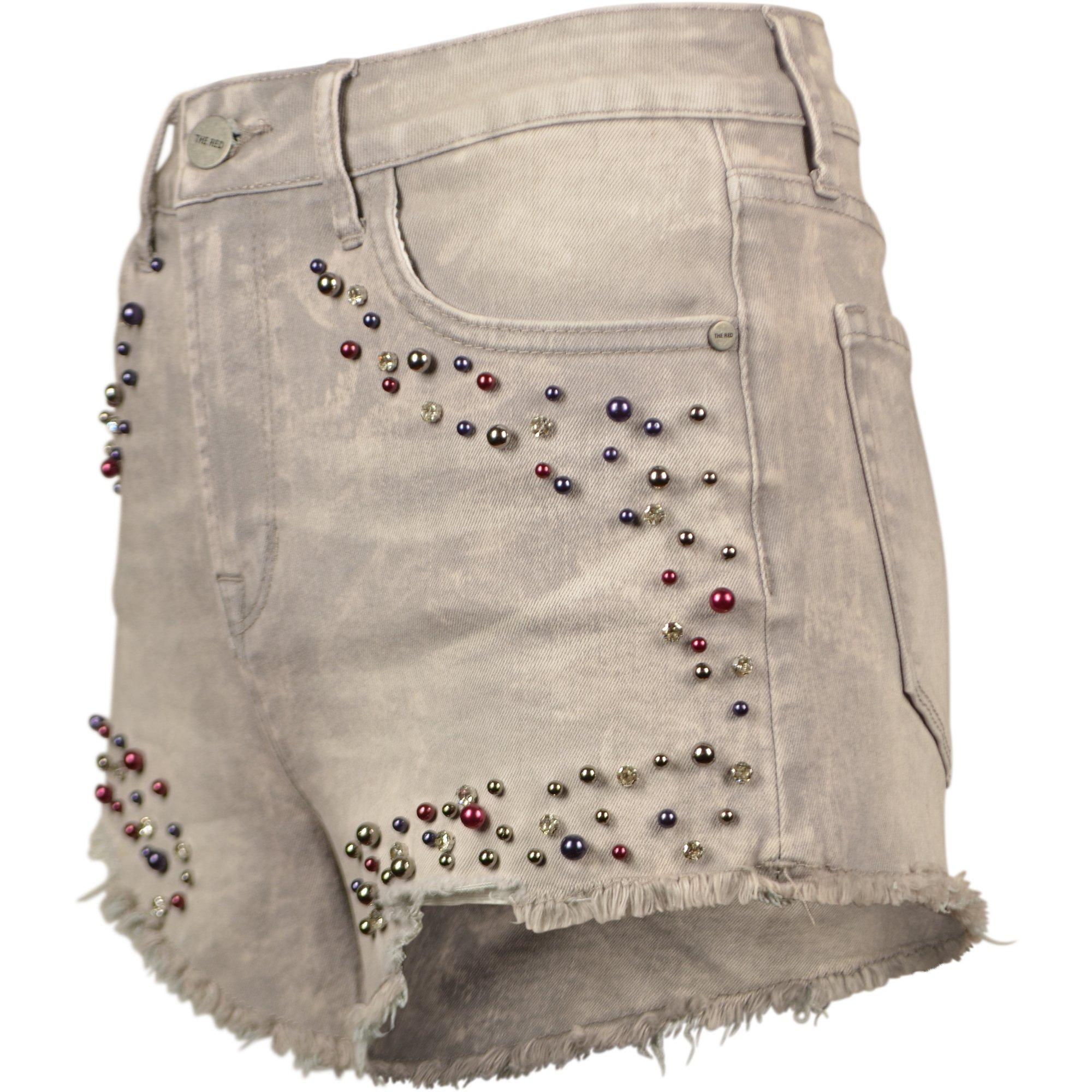 Smoke Rise Women's Skull Lips Shorts - GREY Thumbnail View 3