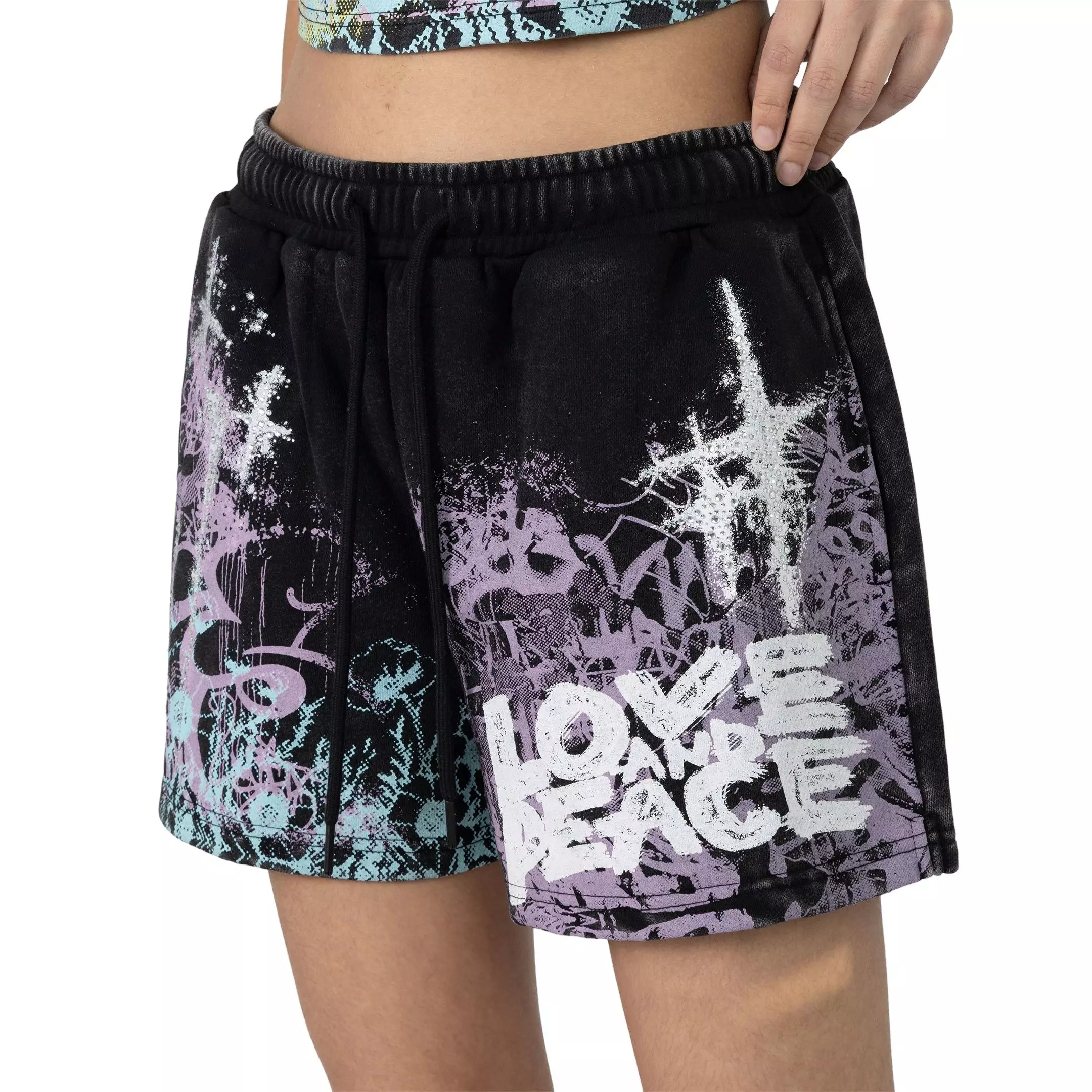 Smoke Rise Women's French Terry Shorts - BLACK