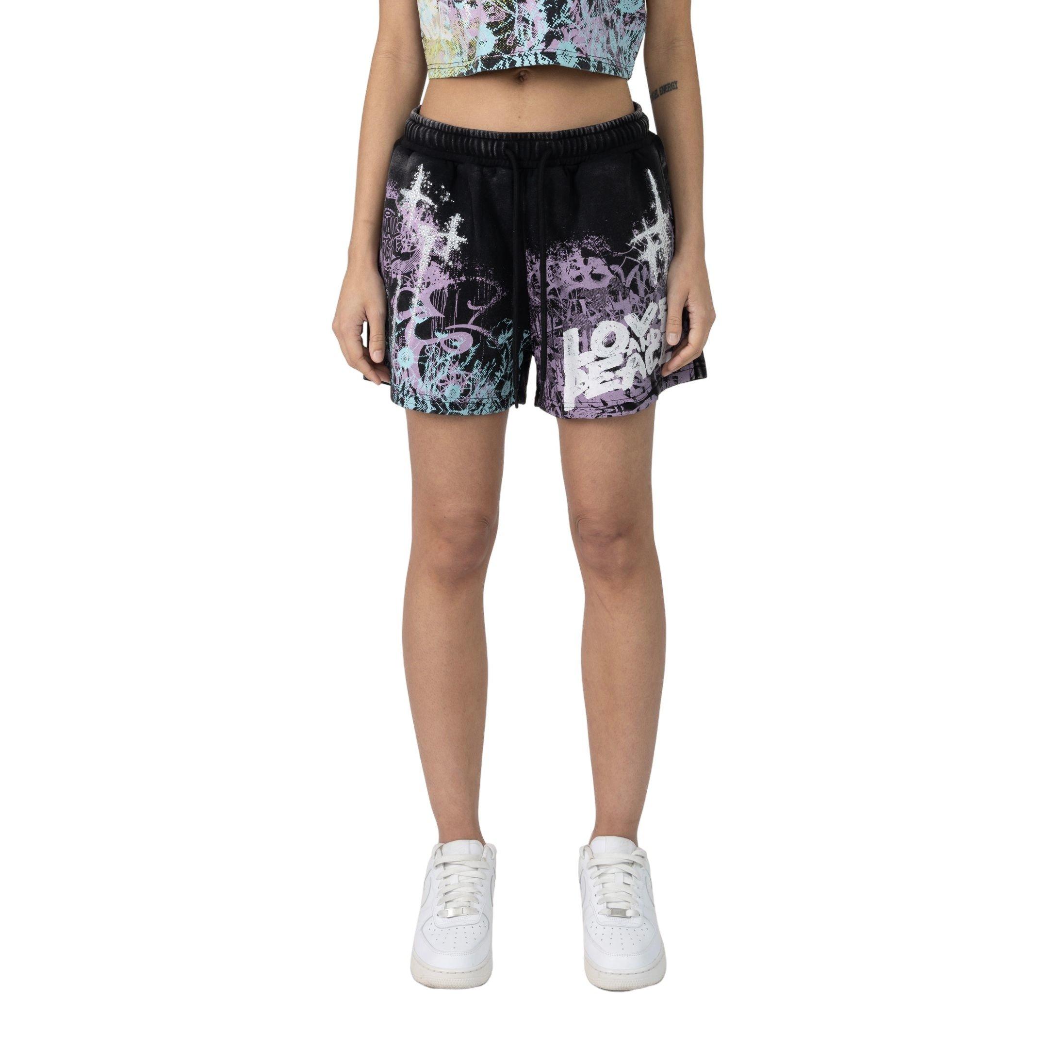 Smoke Rise Women's French Terry Shorts - BLACK Thumbnail View 4