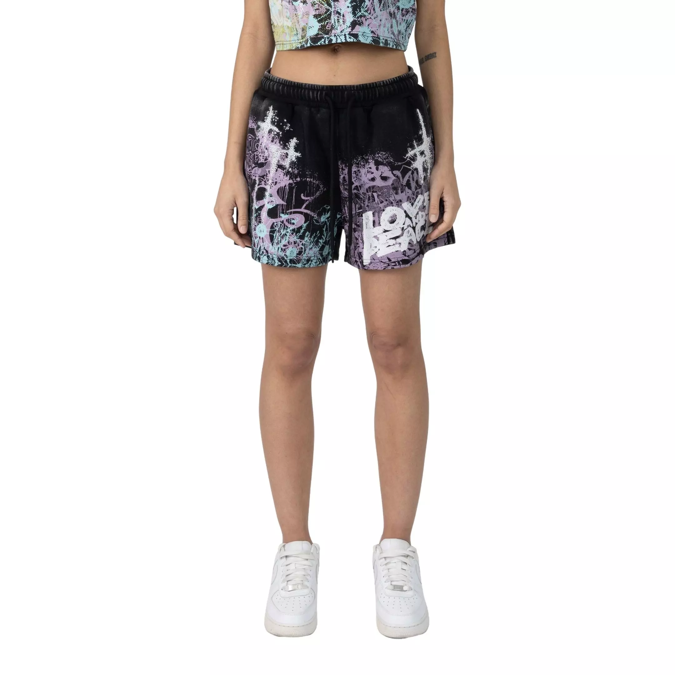 Smoke Rise Women's French Terry Shorts - BLACK