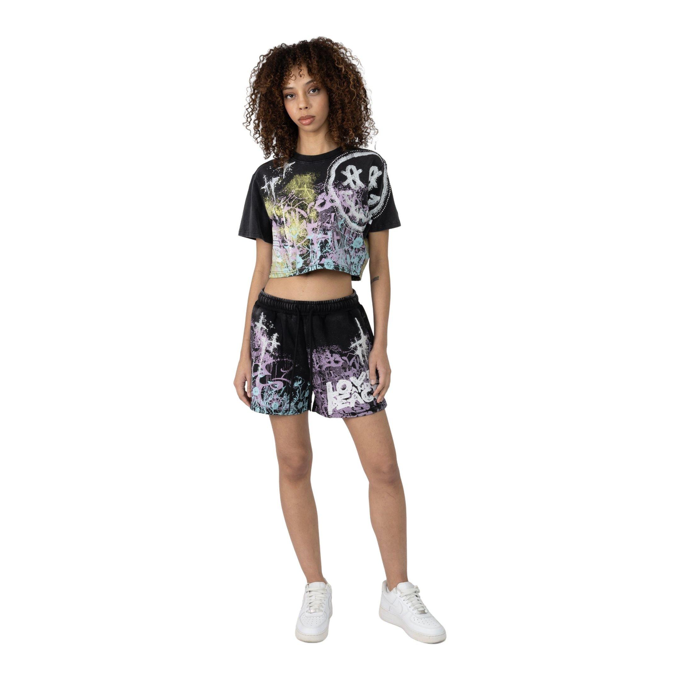 Smoke Rise Women's French Terry Shorts - BLACK Thumbnail View 7