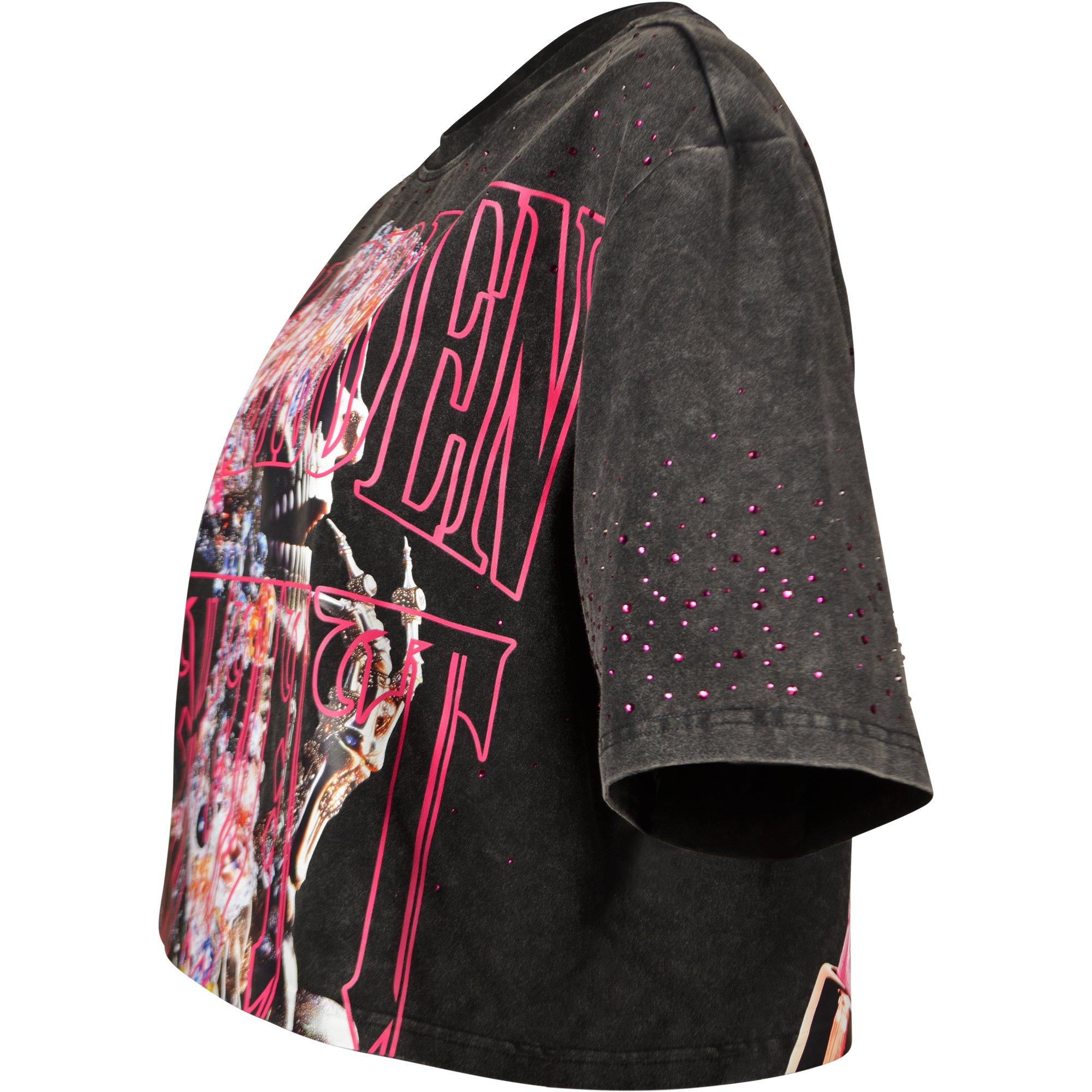 Smoke Rise Women's Skull Lips Boxy Tee - BLACK Thumbnail View 3