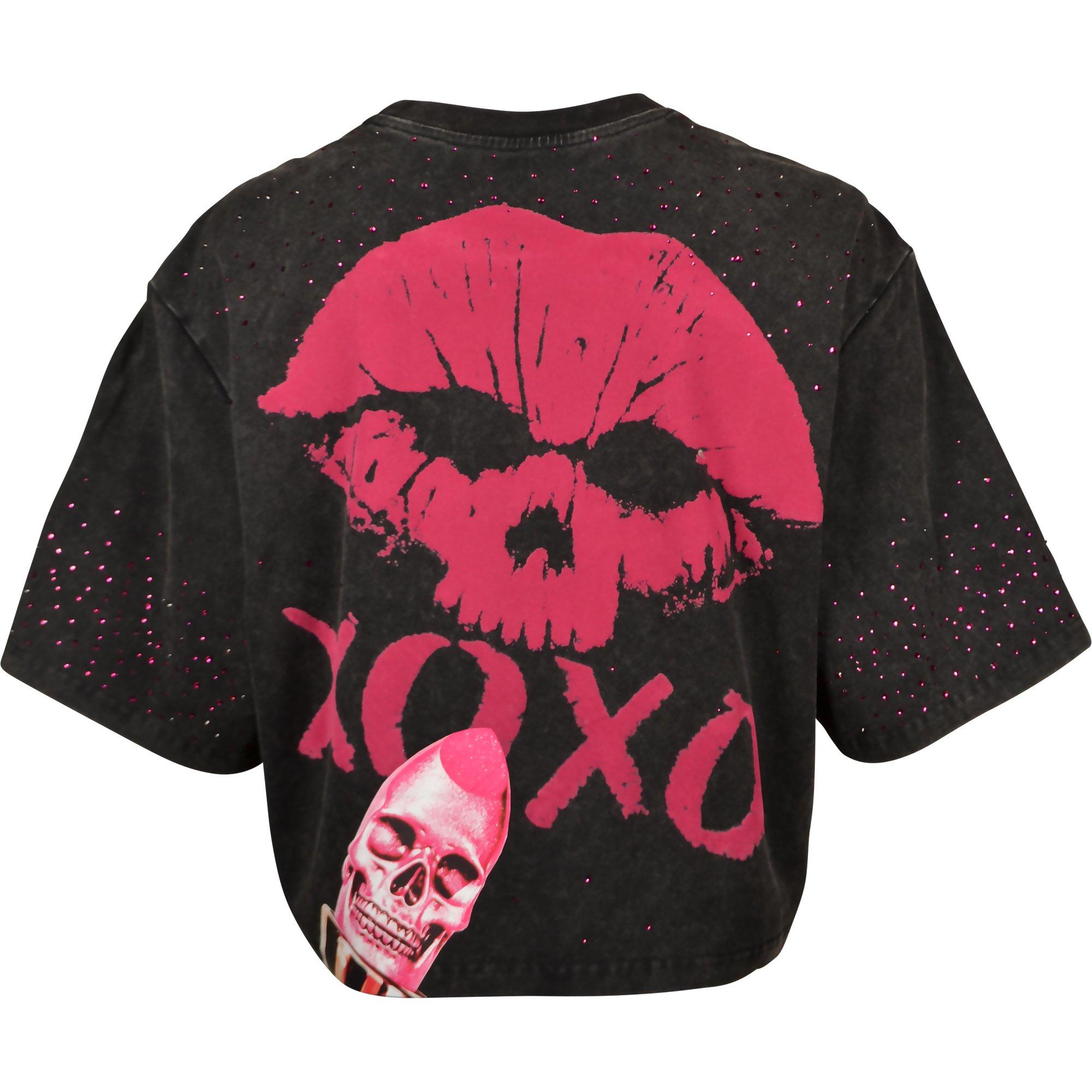 Smoke Rise Women's Skull Lips Boxy Tee - BLACK Thumbnail View 2