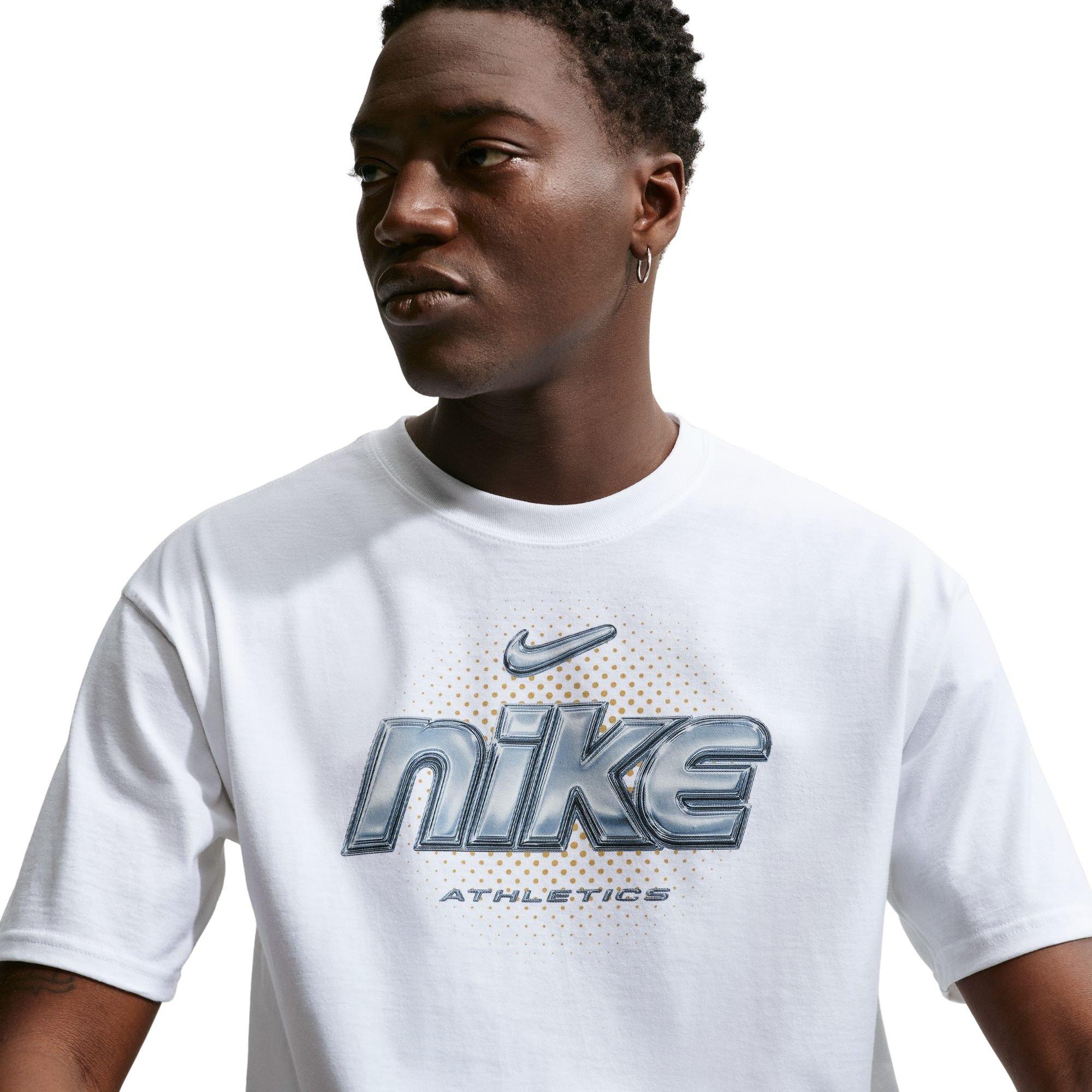 Nike Men's Max 90 Silver Metallic Tee - White - WHITE Thumbnail View 5
