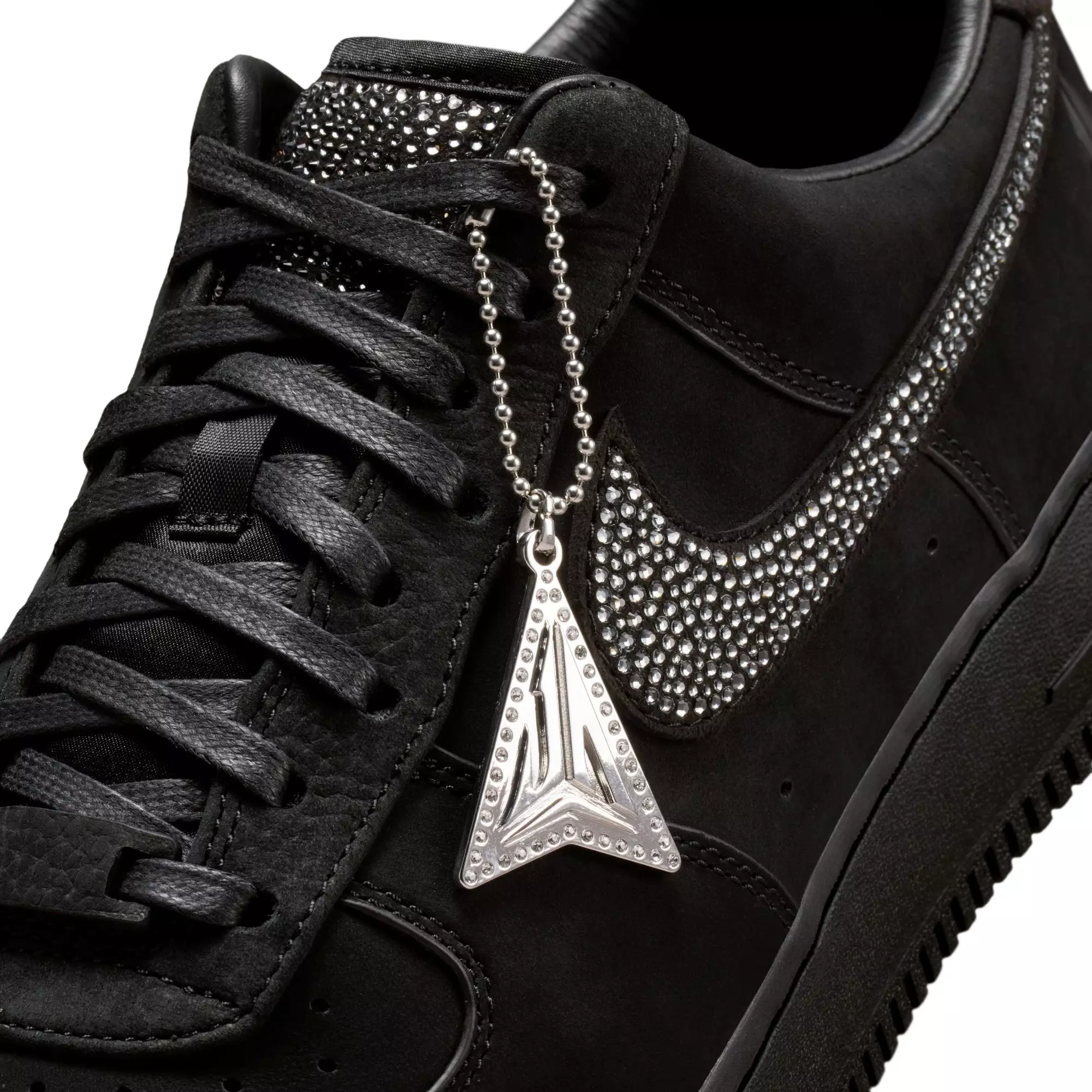 Nike Ja Air Force 1 Low "Swarovski Crystals" Men's Shoe - BLACK/SILVER