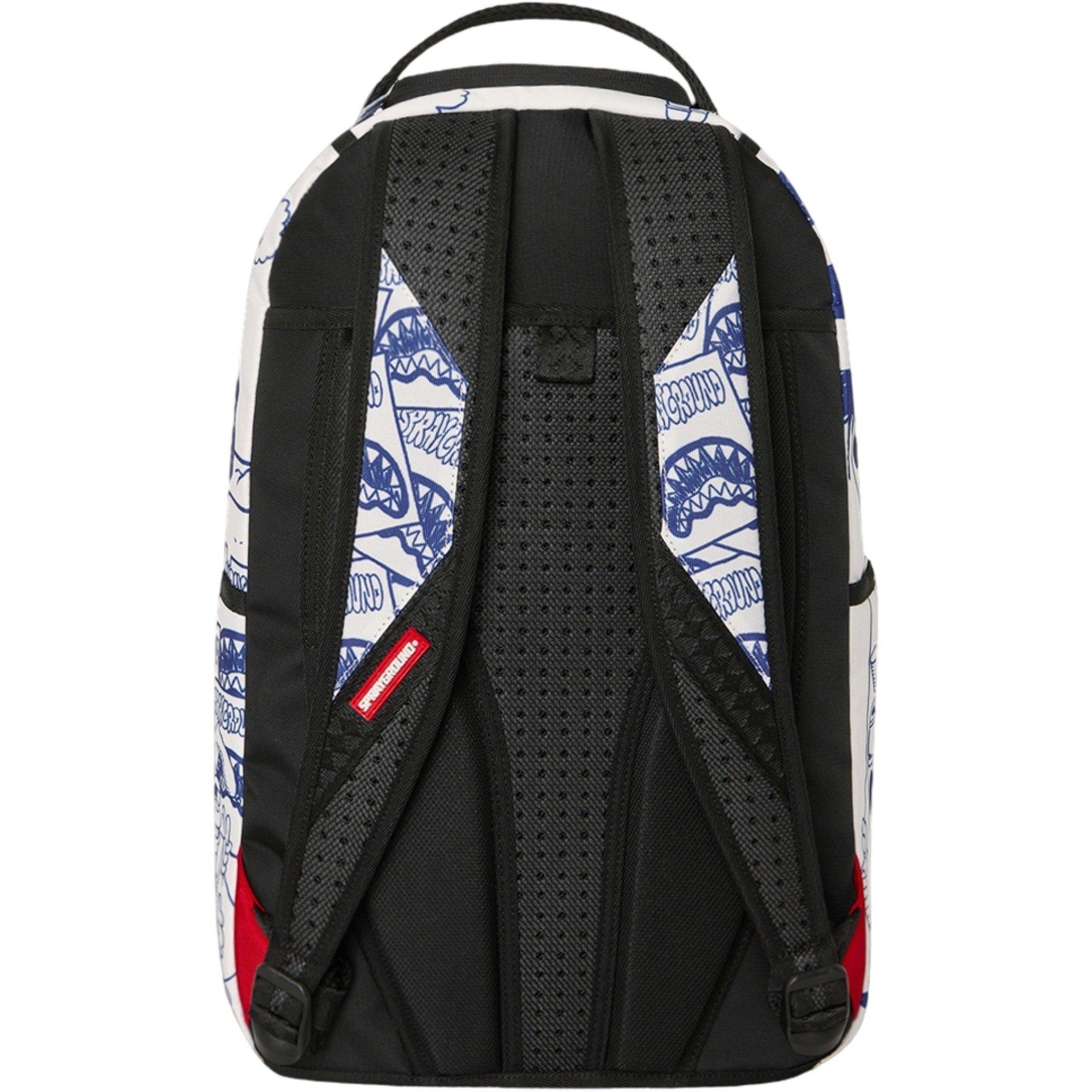 Sprayground Blue Ink Doodle White/Blue Backpack