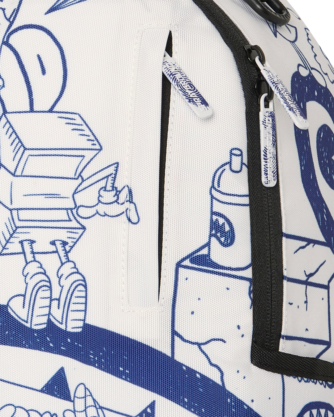 Sprayground Blue Ink Doodle Backpack - WHITE/BLUE Thumbnail View 6