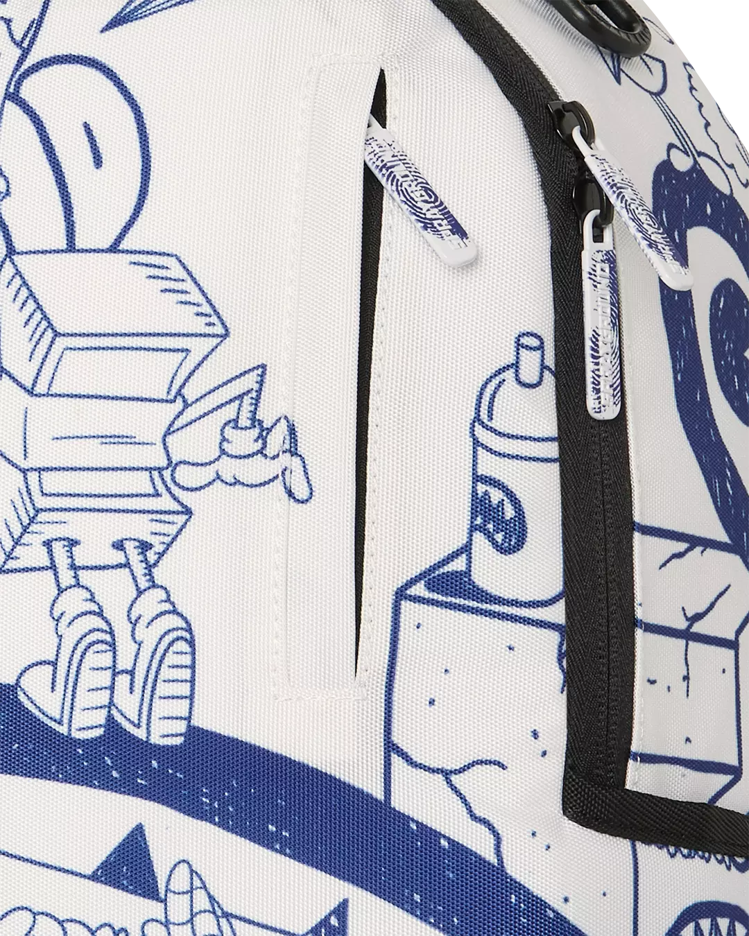 Sprayground Blue Ink Doodle Backpack - WHITE/BLUE