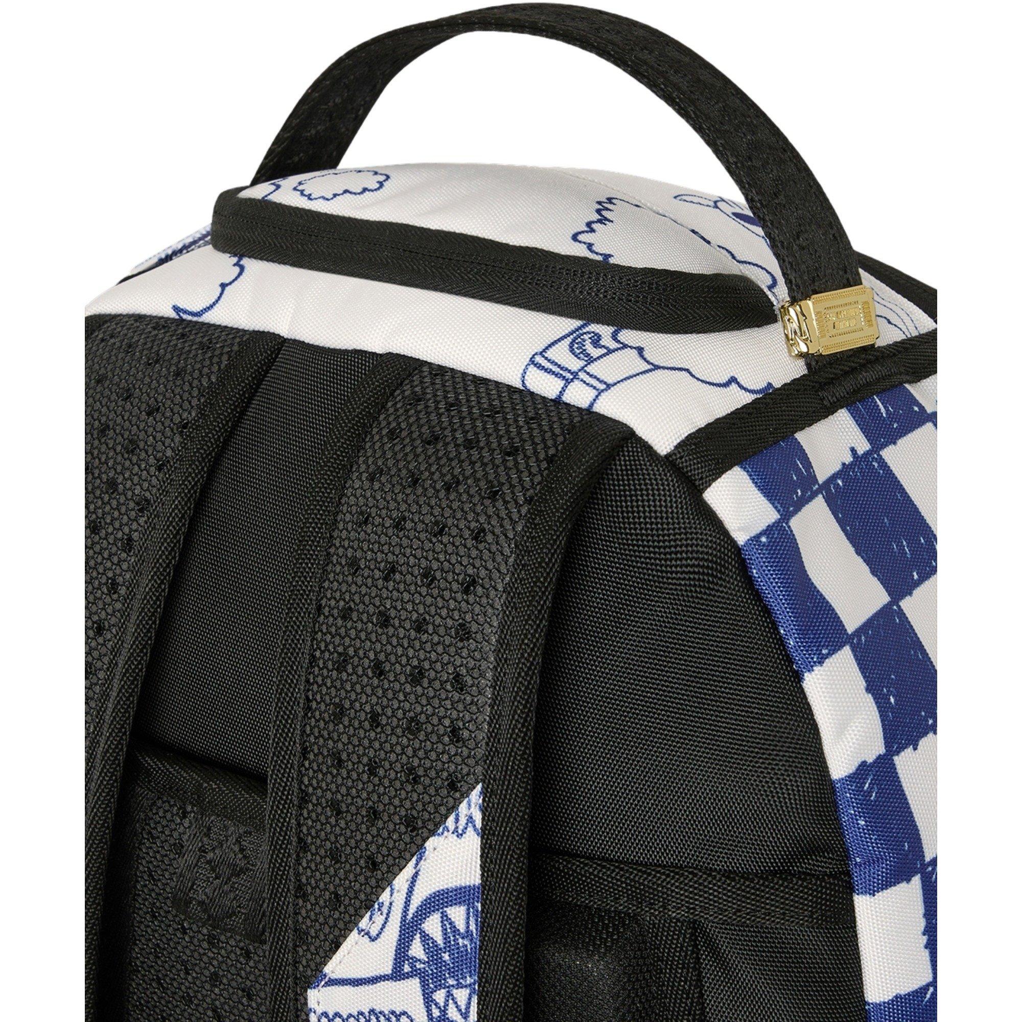 Sprayground Blue Ink Doodle Backpack - WHITE/BLUE Thumbnail View 7