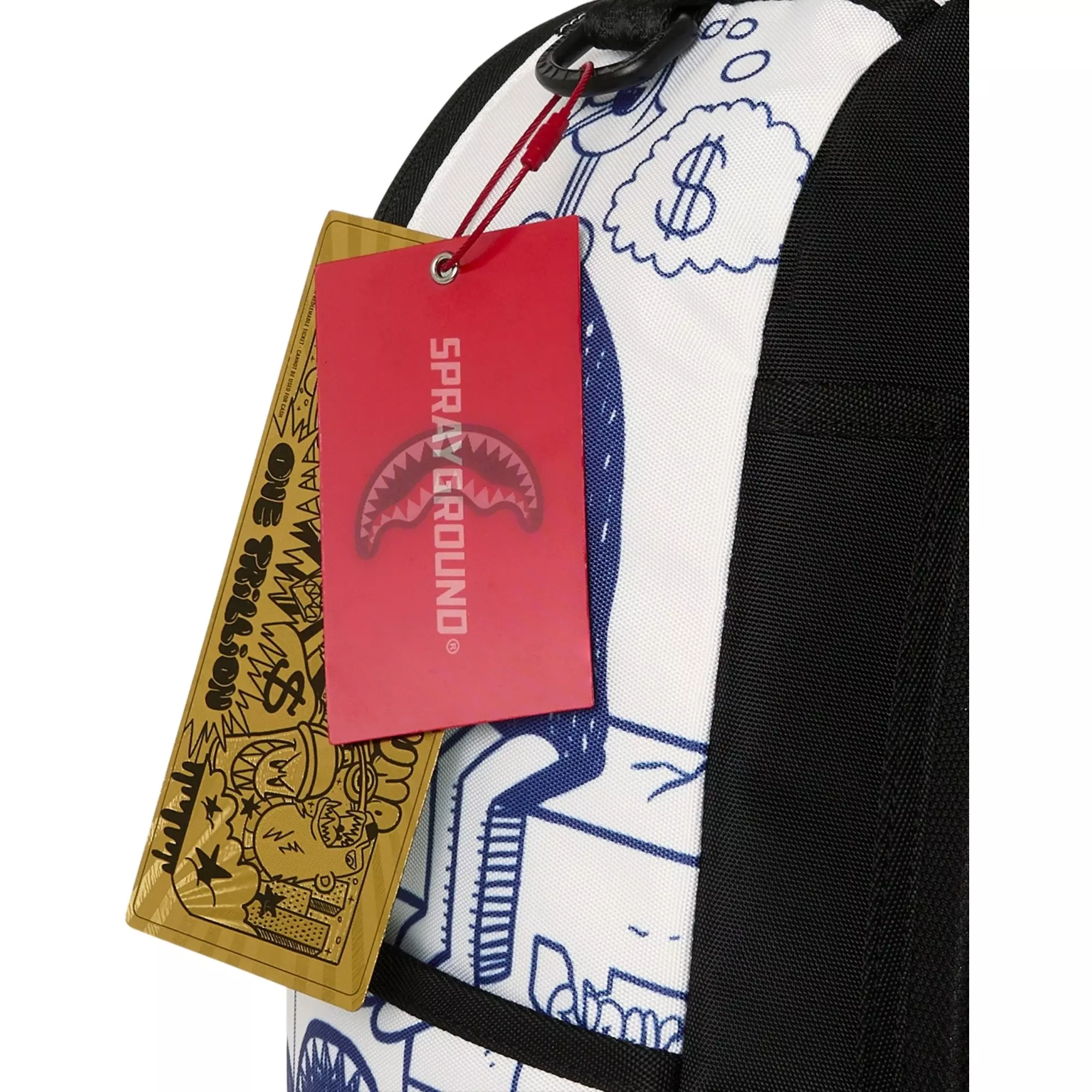 Sprayground Blue Ink Doodle Backpack - WHITE/BLUE