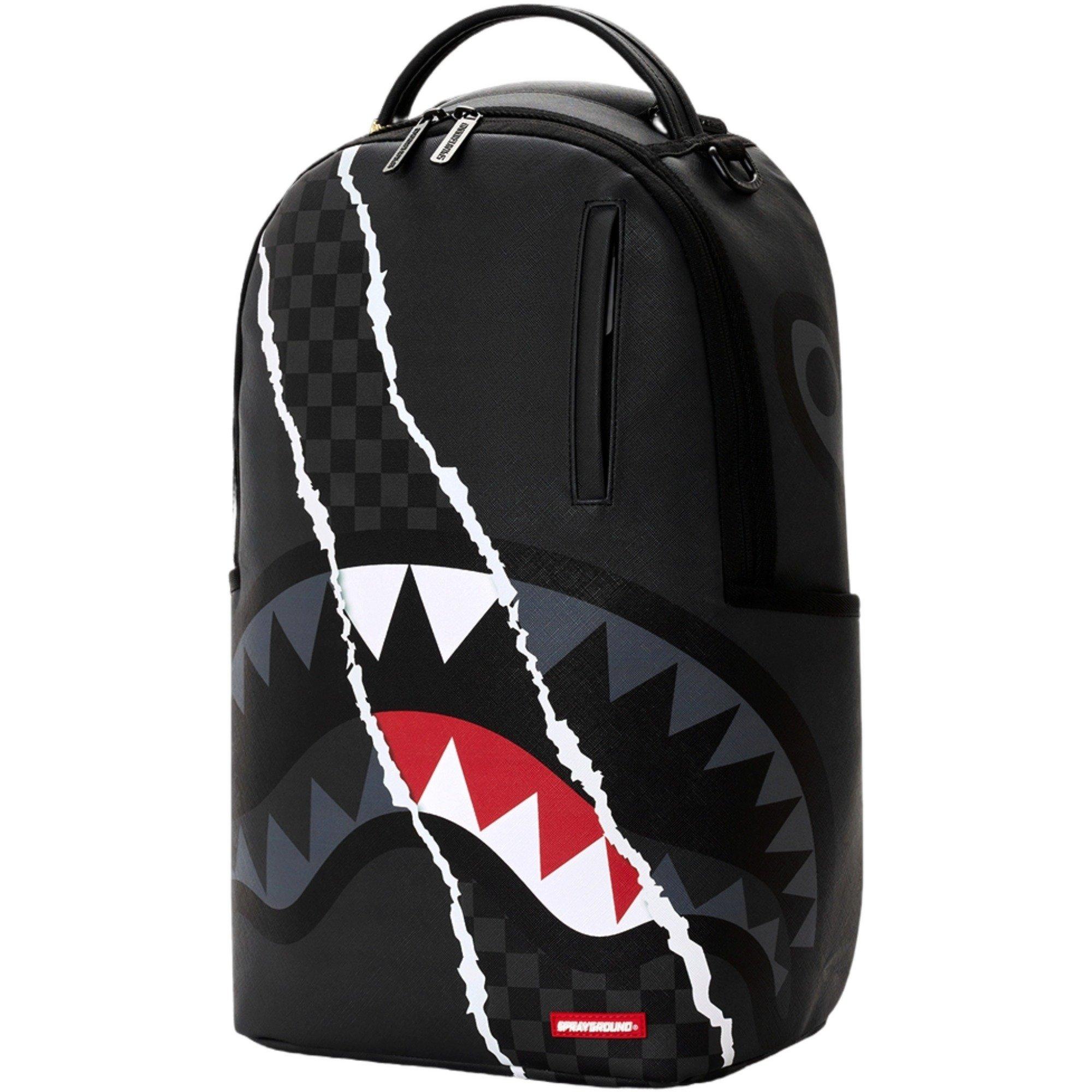 Sprayground Center Rip Check Backpack - BLACK/GREY Thumbnail View 3