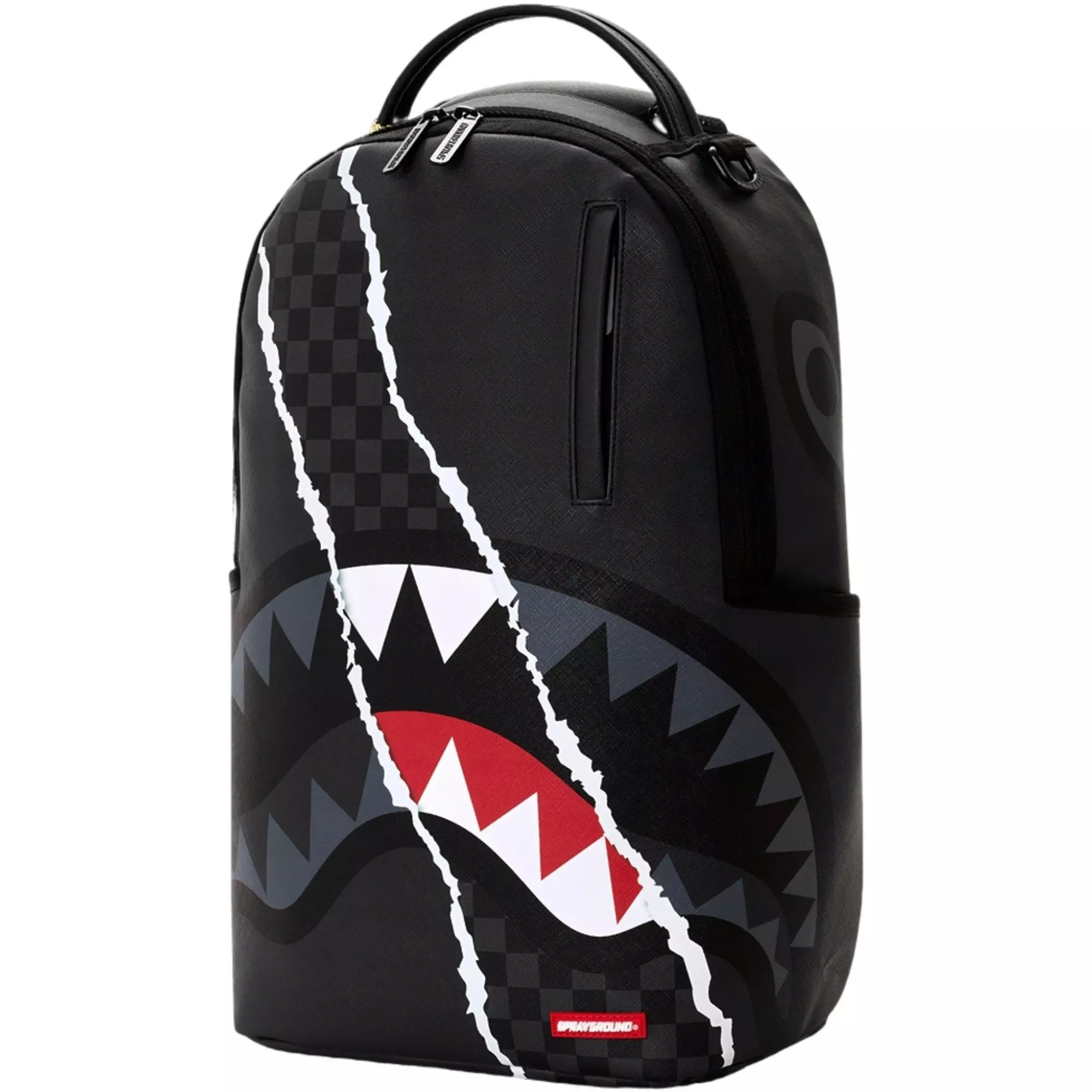 Sprayground Center Rip Check Backpack - BLACK/GREY