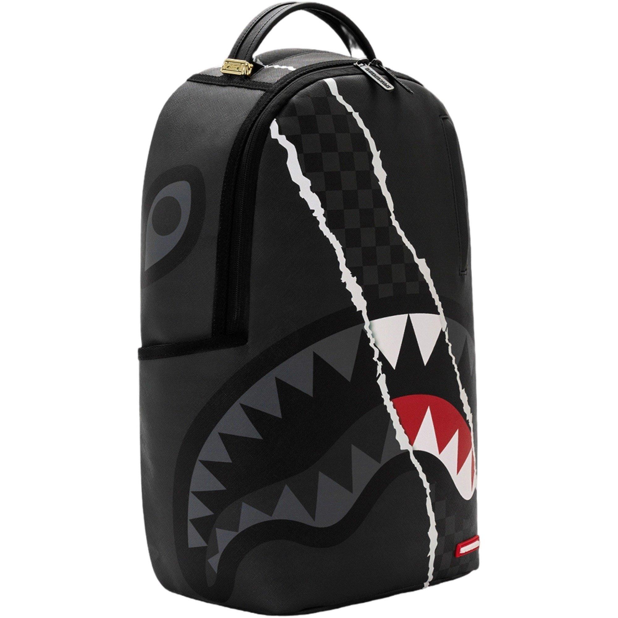 Sprayground Center Rip Check Backpack - BLACK/GREY Thumbnail View 4