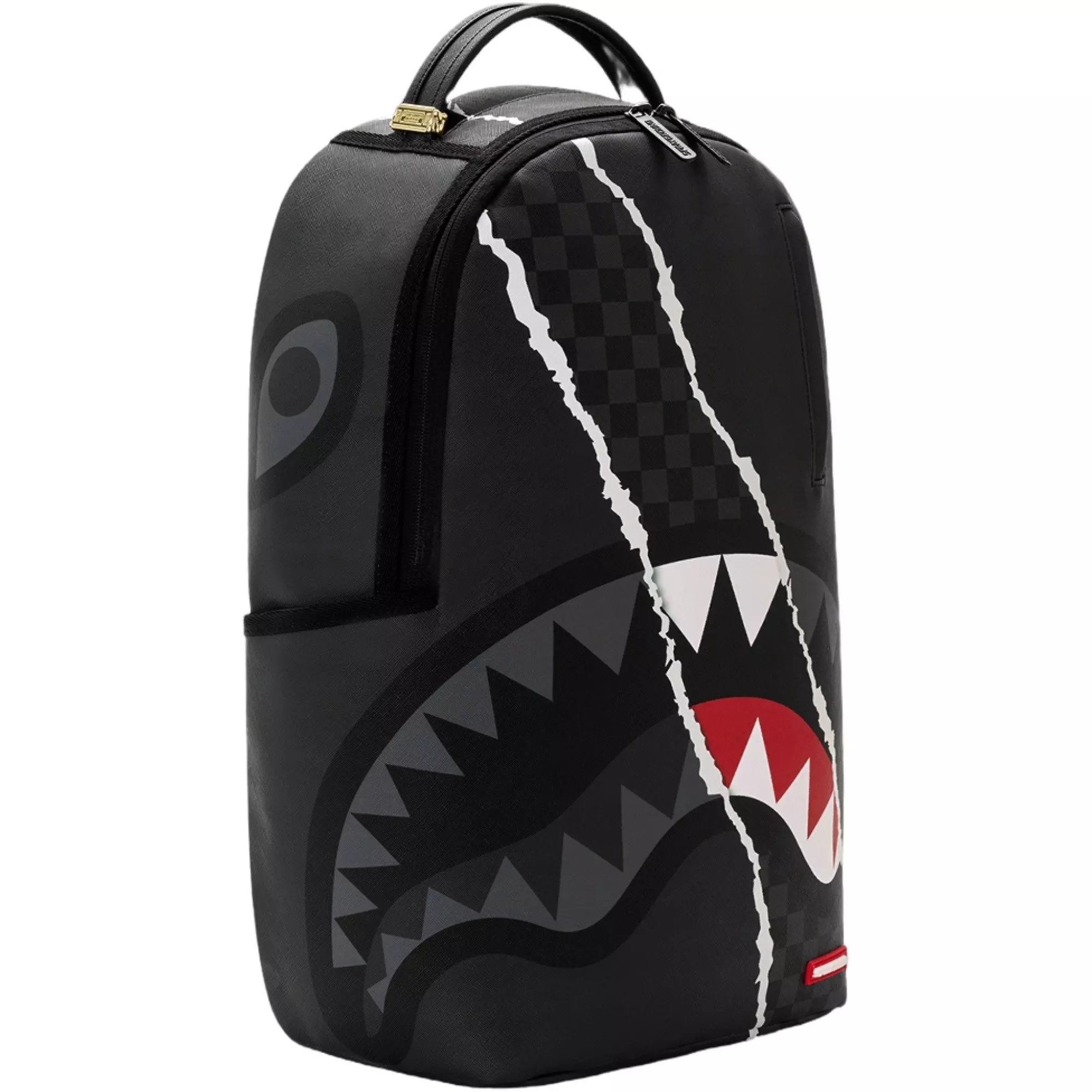 Sprayground Center Rip Check Backpack - BLACK/GREY