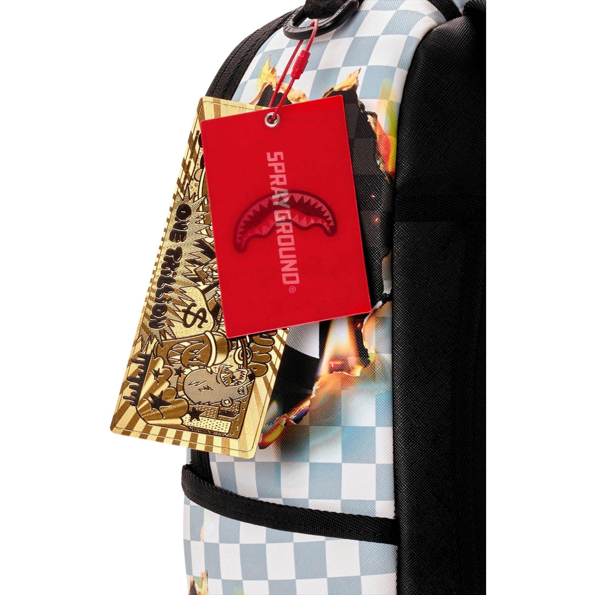 Sprayground Check Melt Backpack - WHITE/BLACK Thumbnail View 8