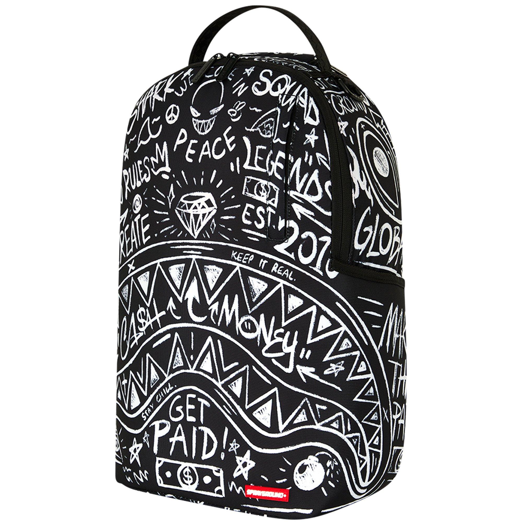 Sprayground Crazy Thoughts Backpack - BLACK/WHITE