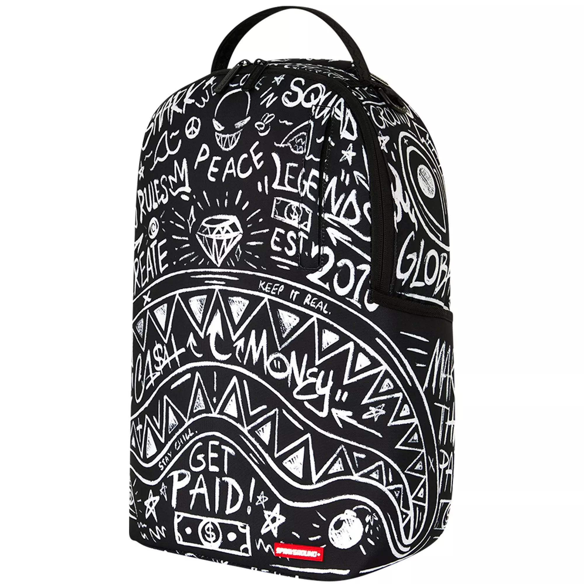 Sprayground Crazy Thoughts Backpack - BLACK/WHITE