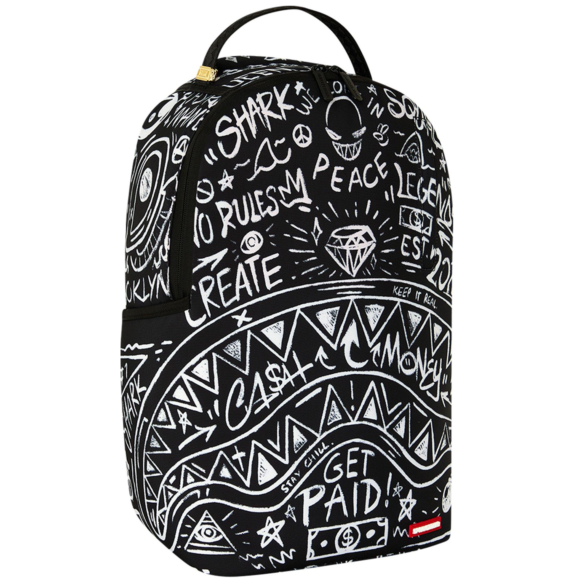 Sprayground Crazy Thoughts Backpack - BLACK/WHITE