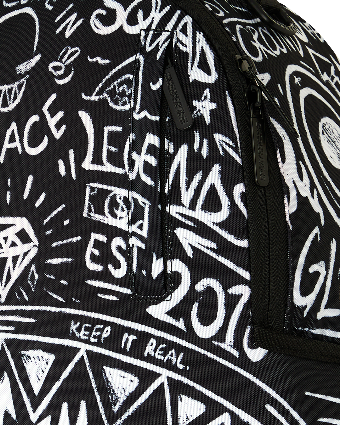 Sprayground Crazy Thoughts Backpack - BLACK/WHITE