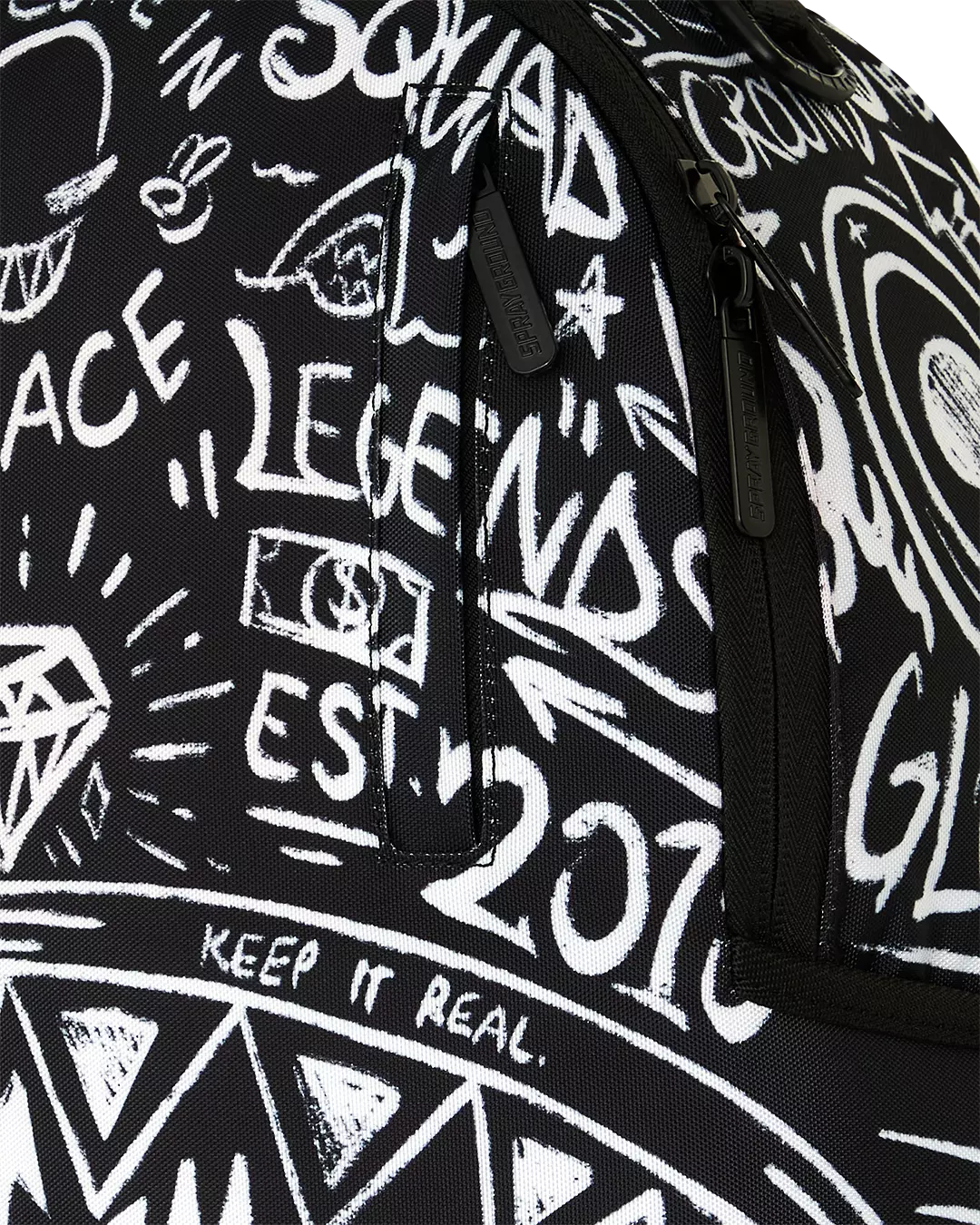 Sprayground Crazy Thoughts Backpack - BLACK/WHITE