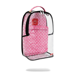 Sprayground Clear Pink Checked Out DLX Backpack - Pink Drip