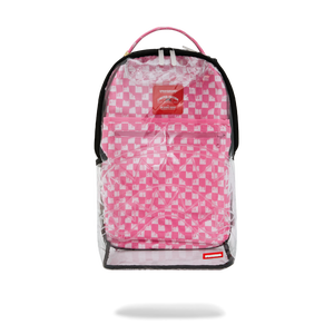 Sprayground Clear Pink Checked Out DLX Backpack - Pink Drip