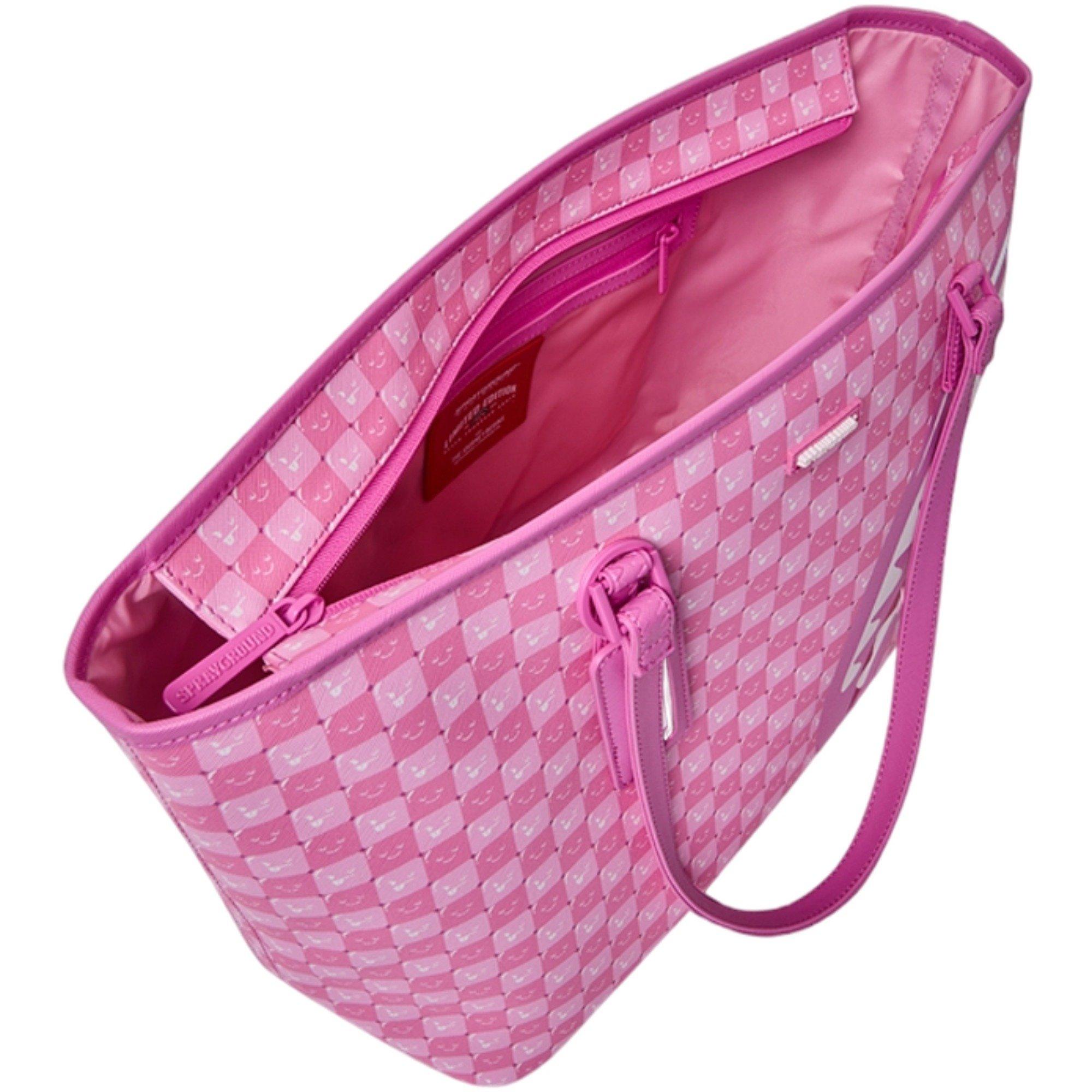 Sprayground New Faces Check Tote Bag - PINK Thumbnail View 4