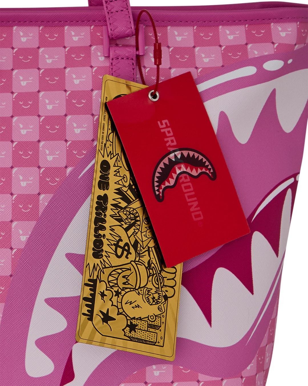 Sprayground New Faces Check Tote Bag - PINK Thumbnail View 6