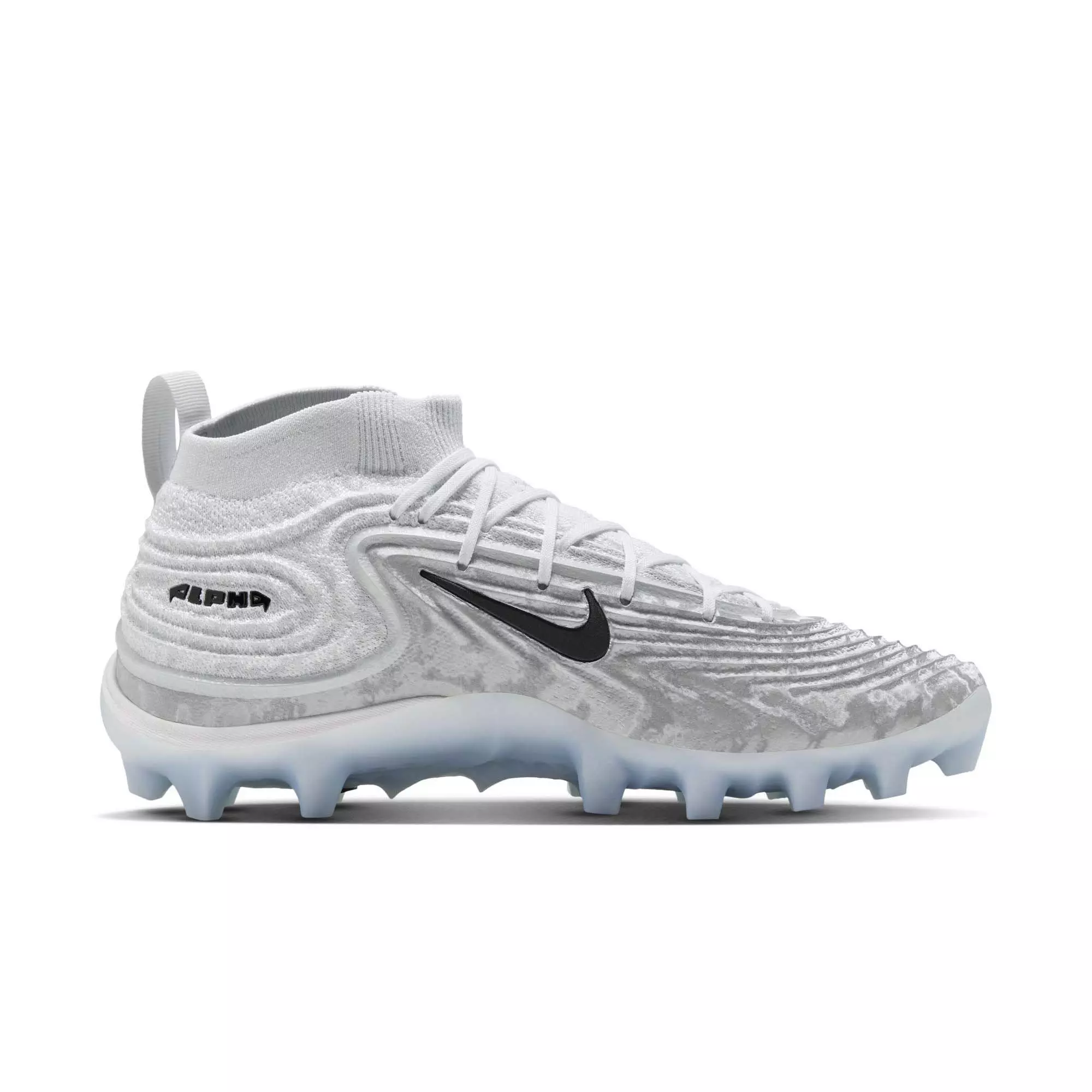 Nike Alpha Menace 5 Elite "Icy Grey" Men's Football Cleat - WHITE/BLACK/PURE PLATINUM/WOLF GREY