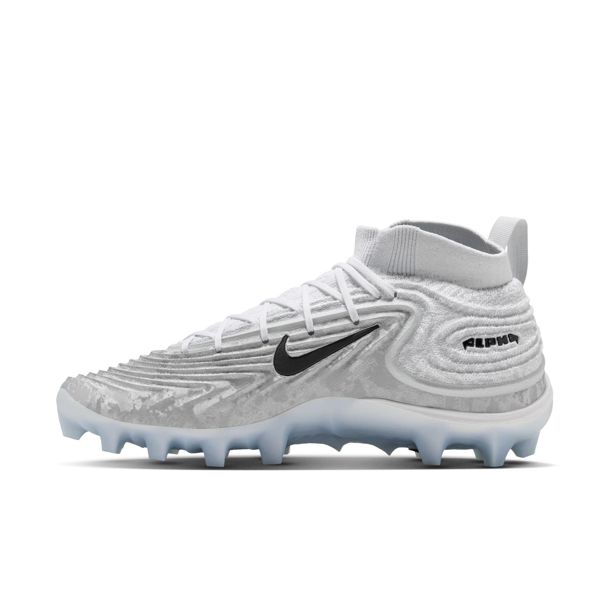 Nike Alpha Menace 5 Elite "Icy Grey" Men's Football Cleat - WHITE/BLACK/PURE PLATINUM/WOLF GREY