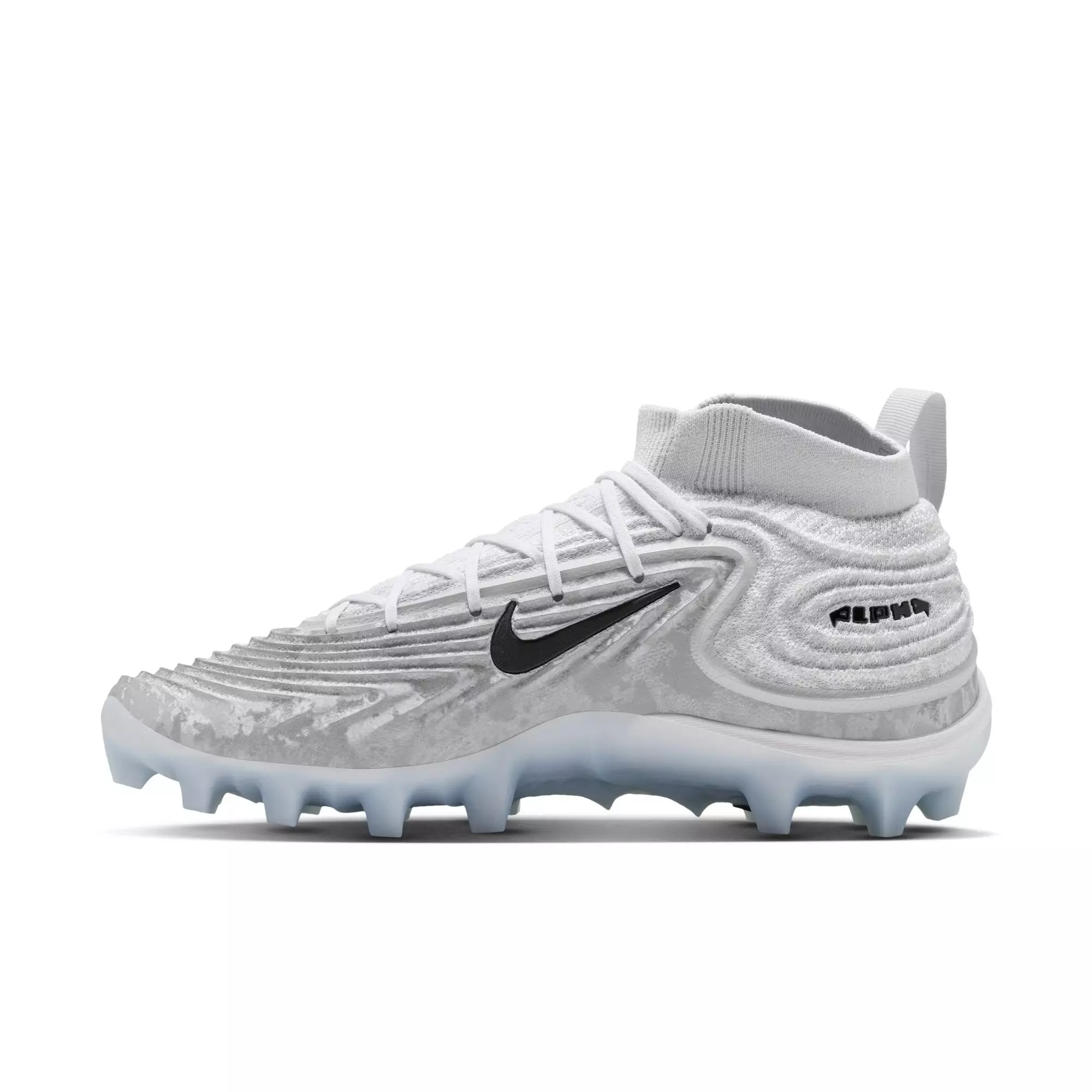 Nike Alpha Menace 5 Elite "Icy Grey" Men's Football Cleat - WHITE/BLACK/PURE PLATINUM/WOLF GREY