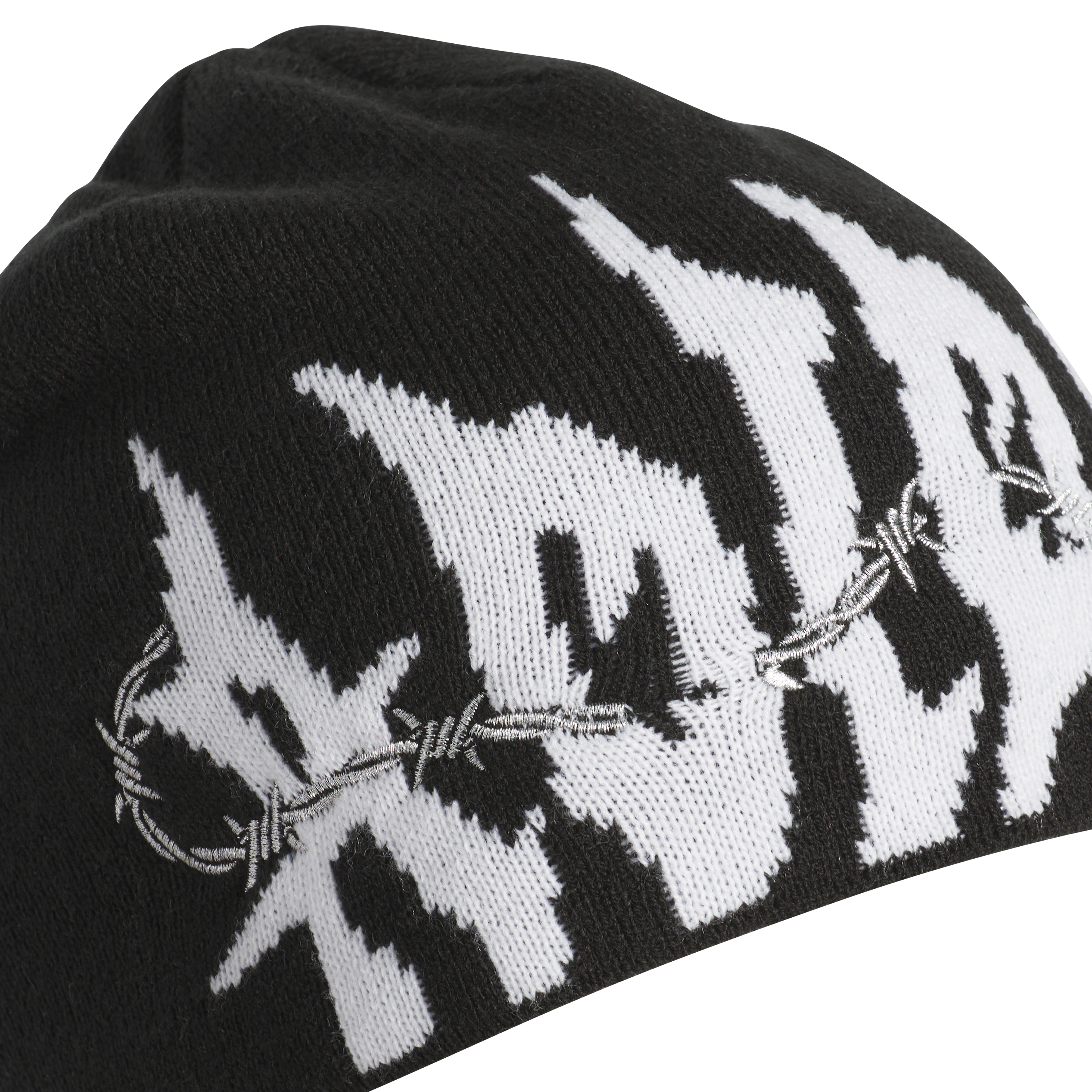 adidas Unisex Goth Skully Beanie - Black/White - BLACK/WHITE