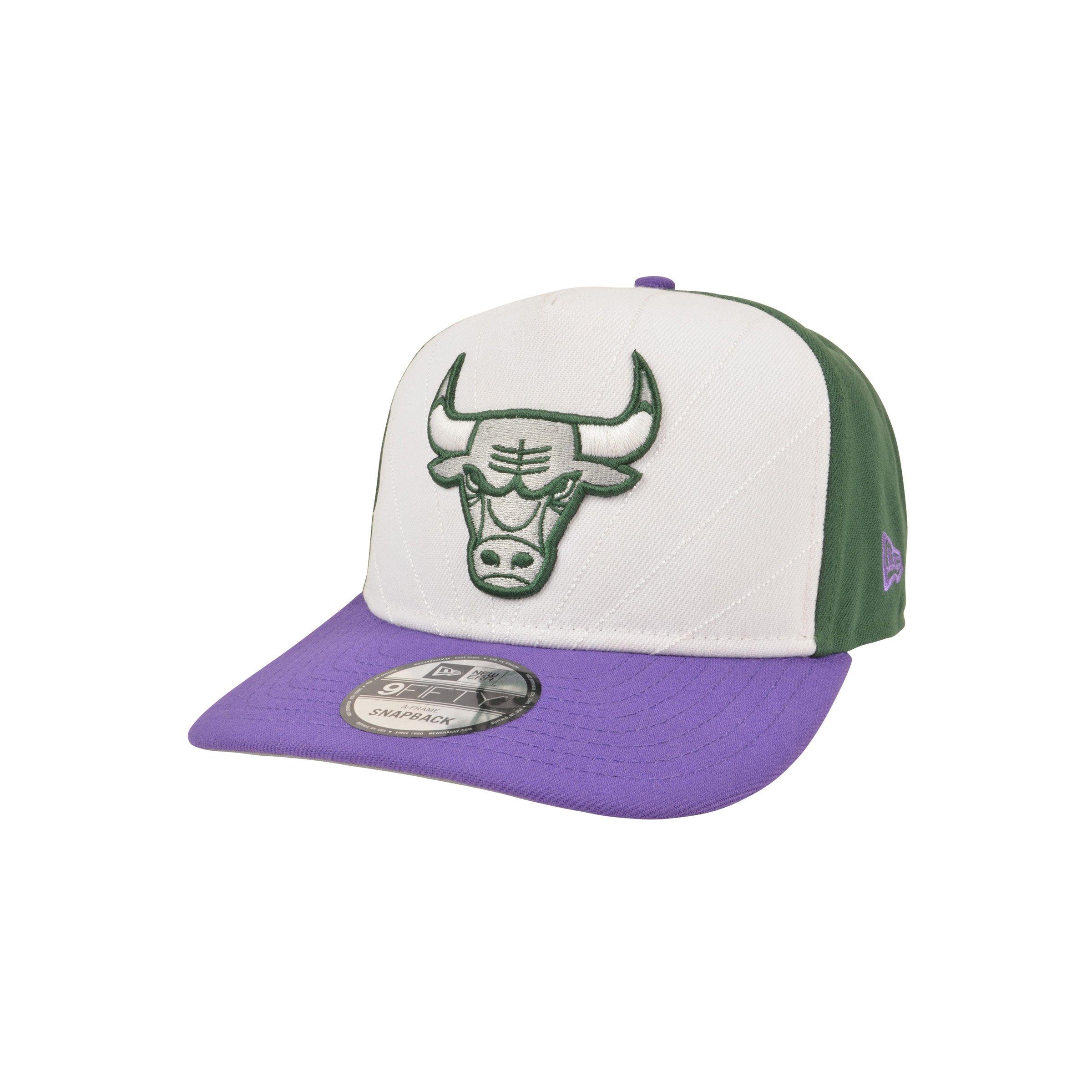 New Era Chicago Bulls 9FIFTY A-Frame Ray Allen Player Exclusive 12 Snapback Hat - White/Green/Purple - WHITE/GREEN/PURPLE Thumbnail View 1