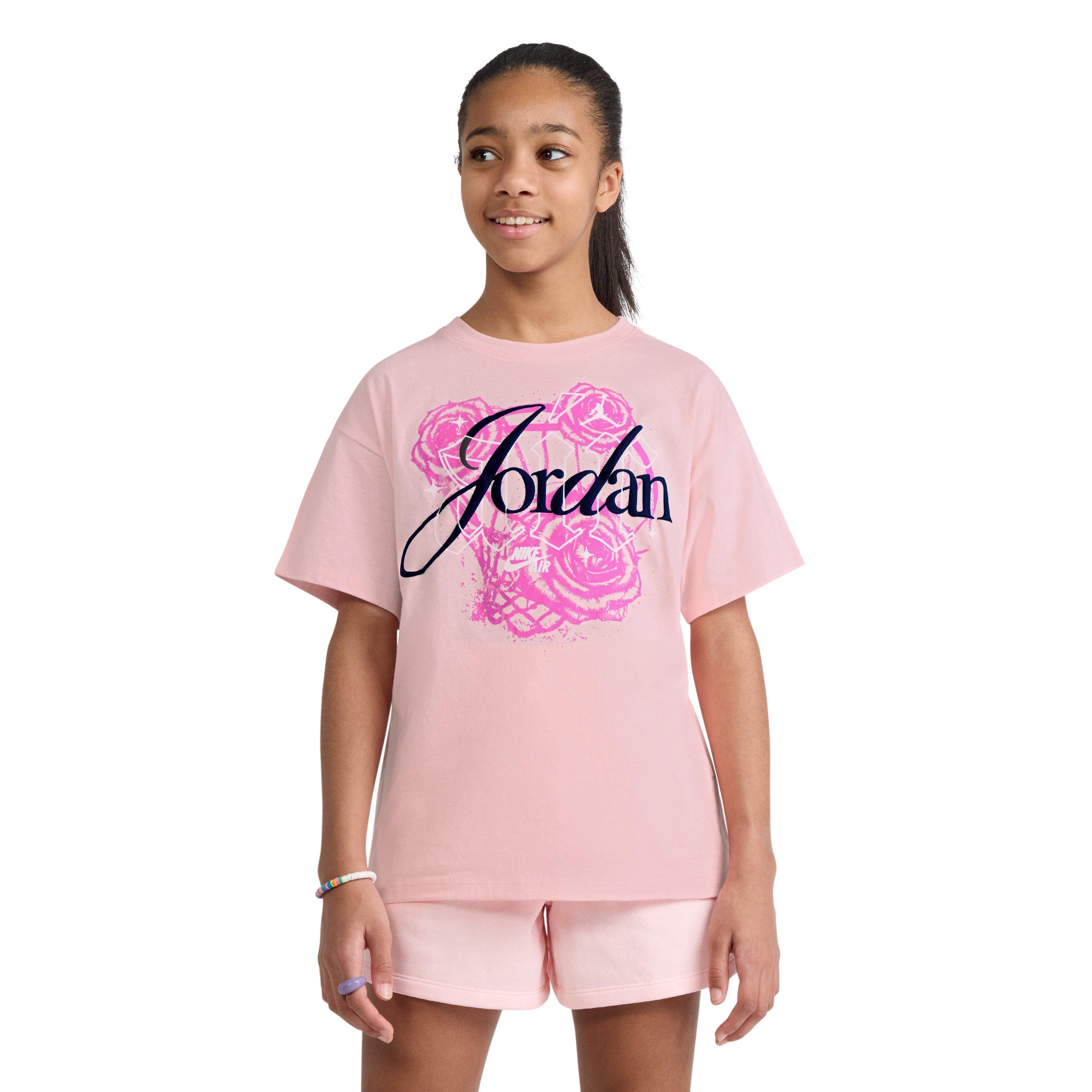 Jordan Big Girls' Pink Floral Flight Tee - PINK Thumbnail View 1
