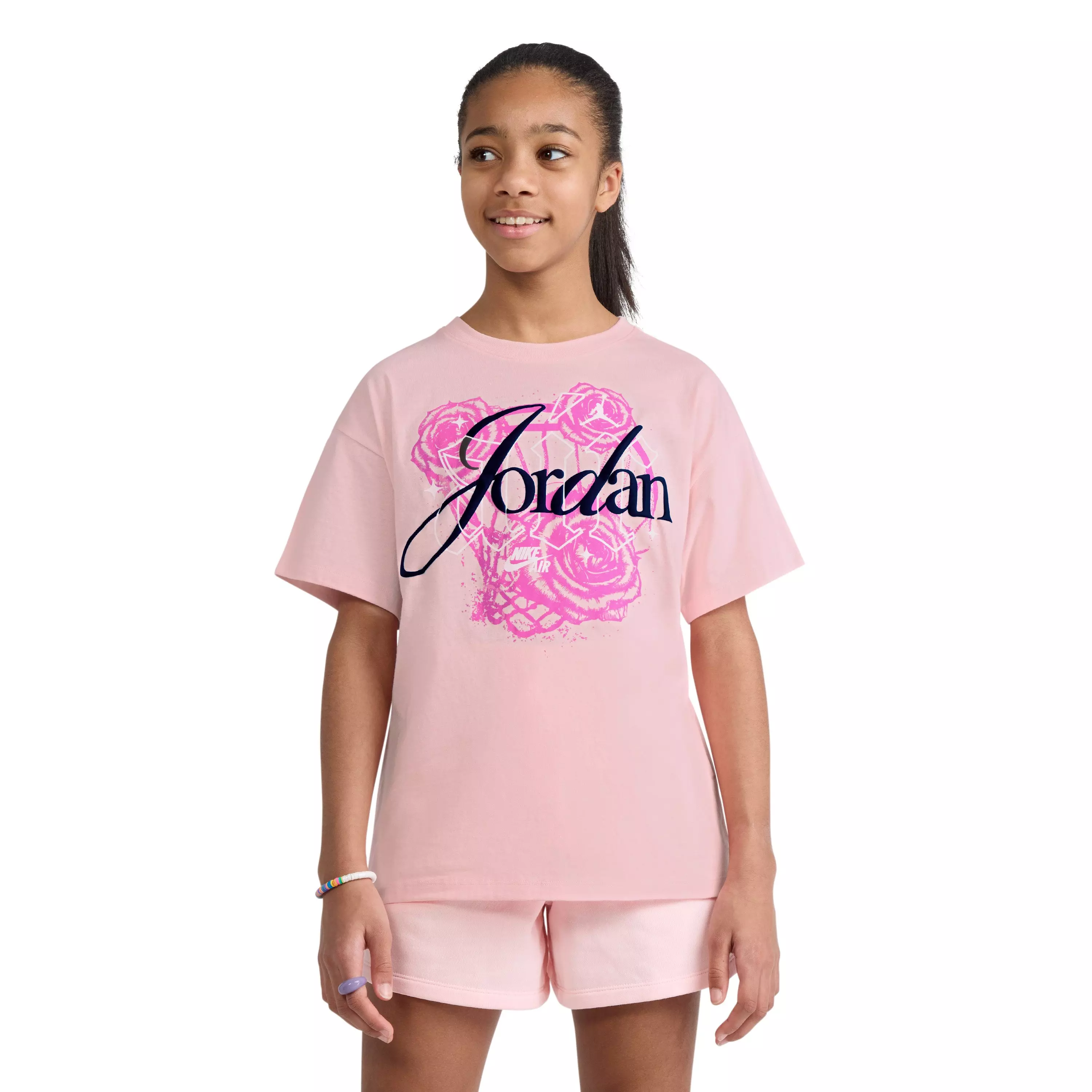 Jordan Big Girls' Pink Floral Flight Tee - PINK