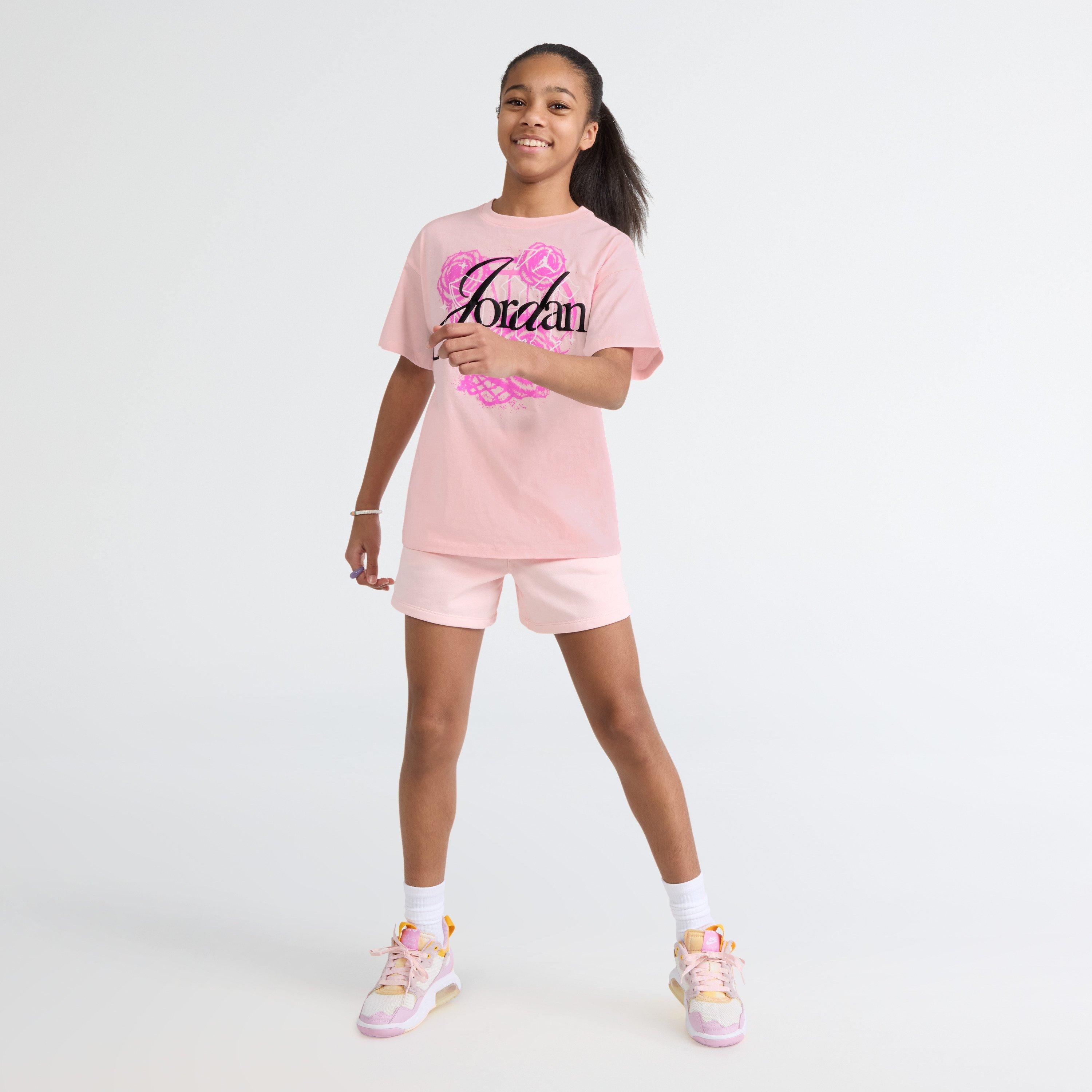 Jordan Big Girls' Pink Floral Flight Tee - PINK Thumbnail View 3
