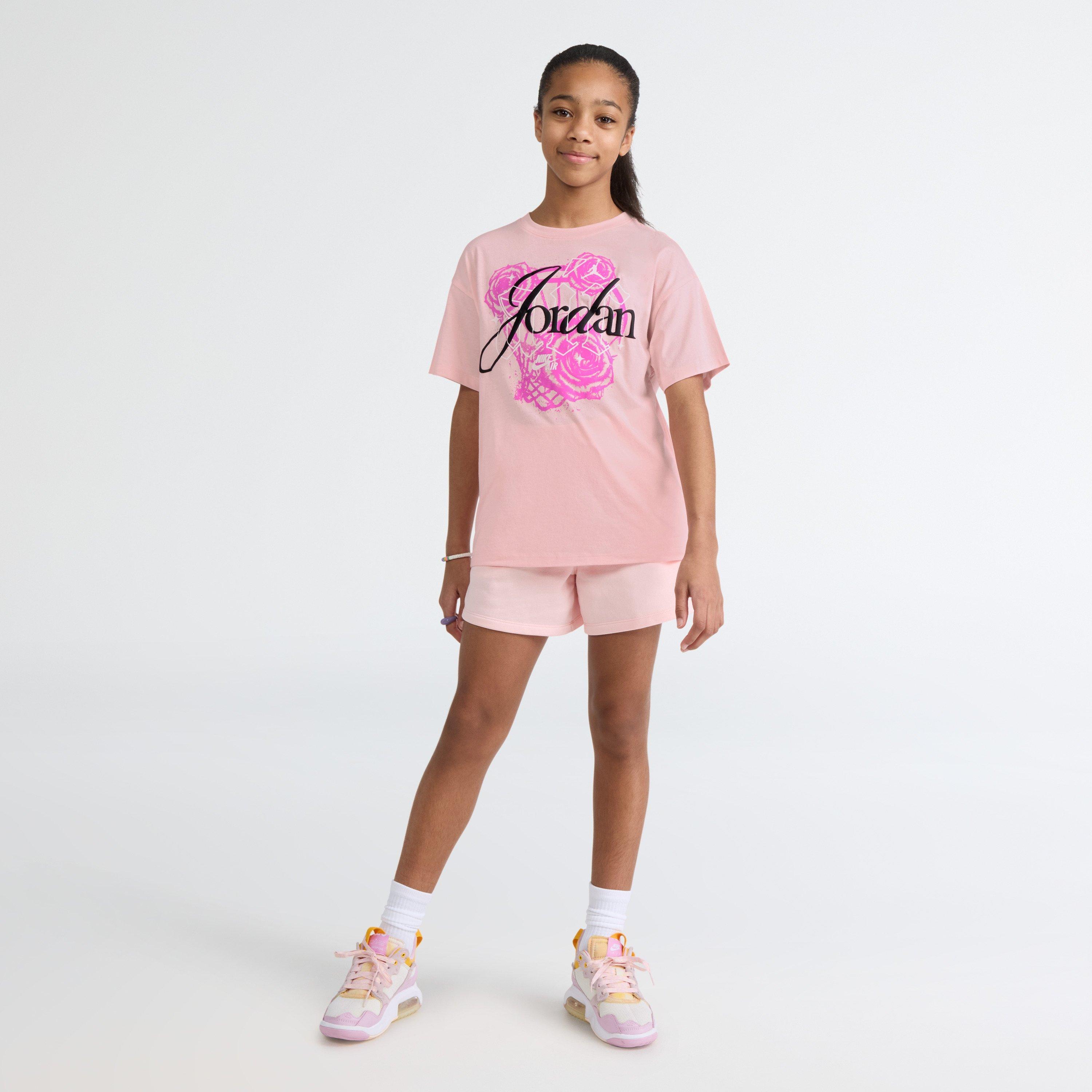 Jordan Big Girls' Pink Floral Flight Tee - PINK Thumbnail View 5