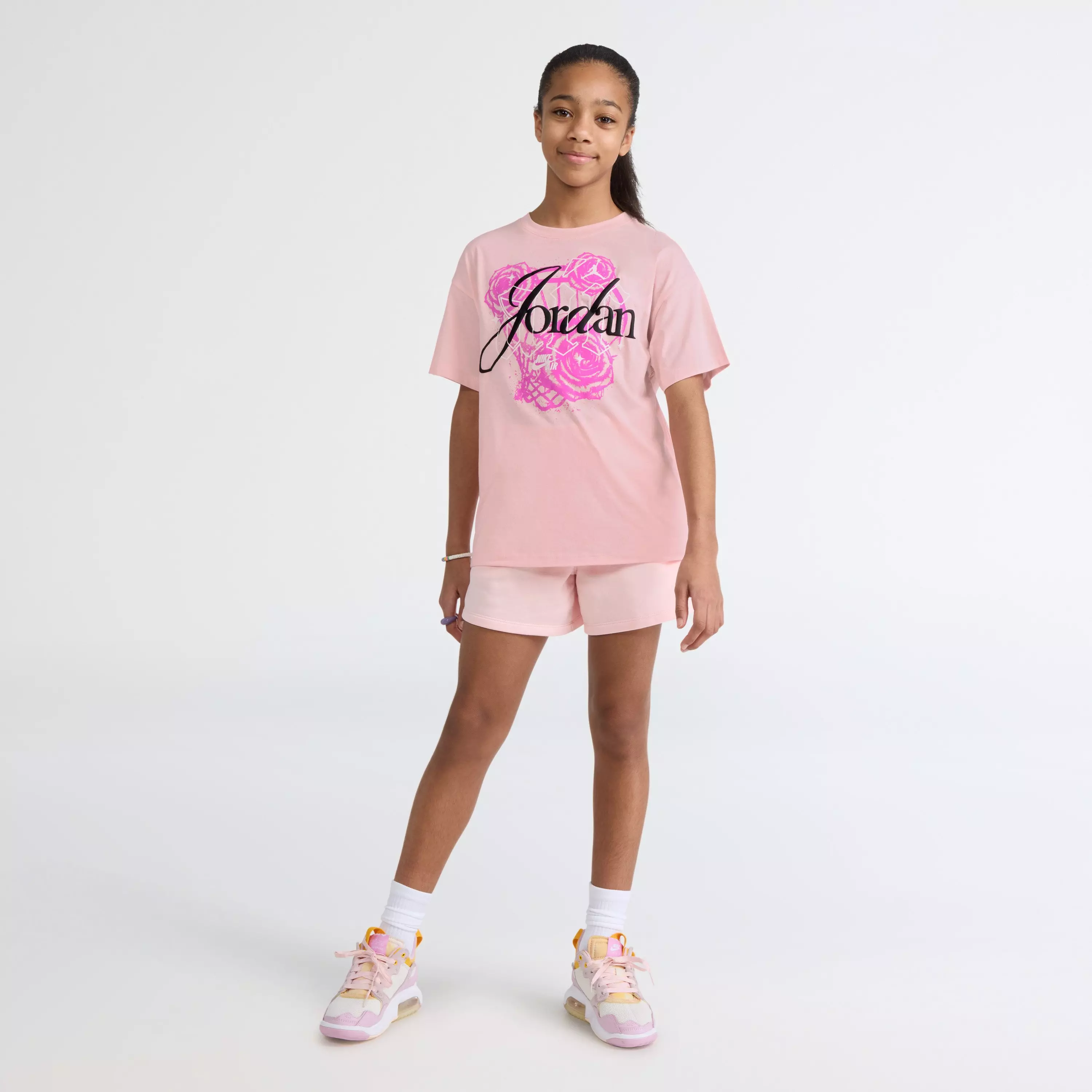 Jordan Big Girls' Pink Floral Flight Tee - PINK