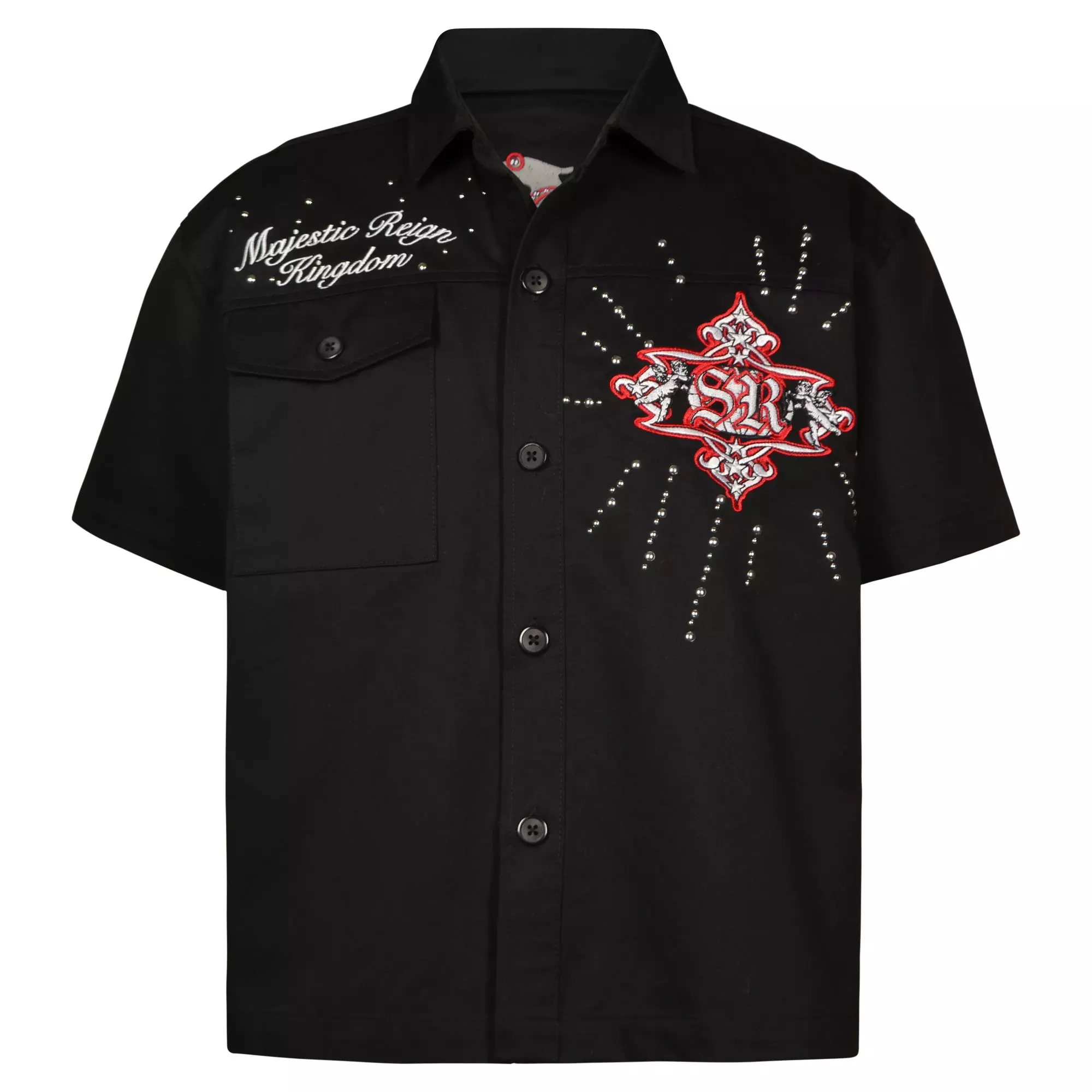 Smoke Rise Big Boys' Twill Button Down Shirt - Black - BLACK