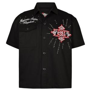 Smoke Rise Big Boys' Twill Button Down Shirt - Black - BLACK