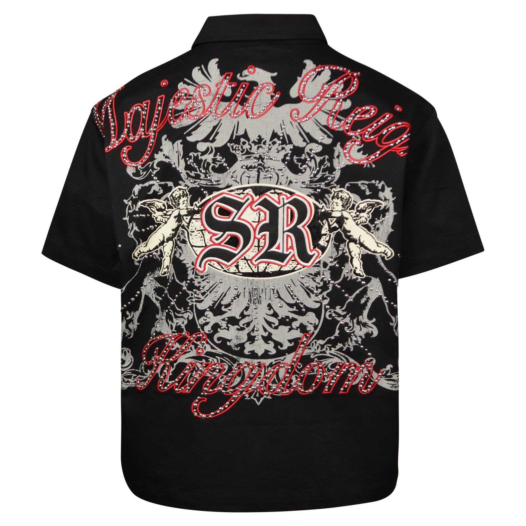 Smoke Rise Big Boys' Twill Button Down Shirt - Black - BLACK