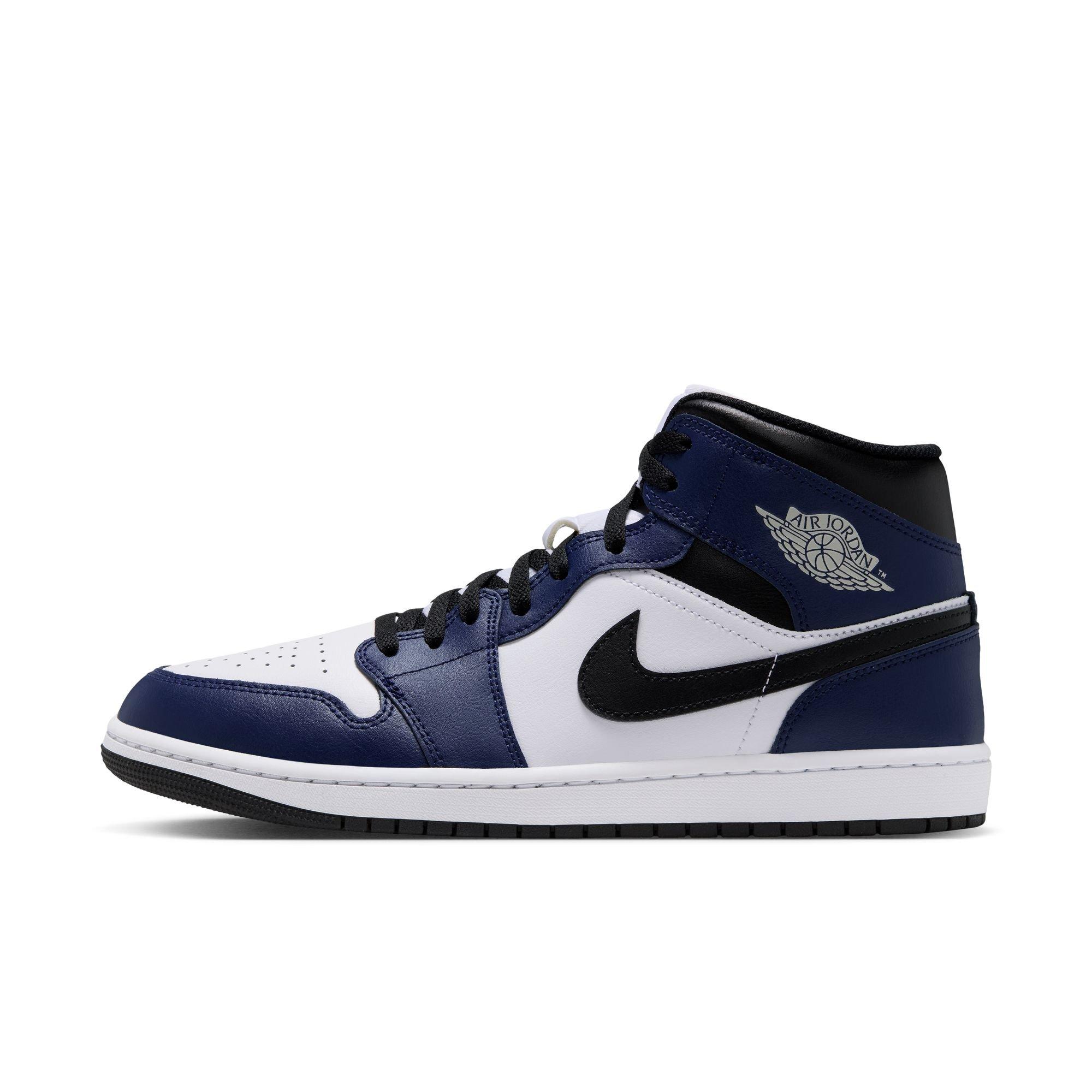 Jordan 1 Mid "White/Tech Grey/College Navy" Men's Shoe - WHITE/GREY/NAVY