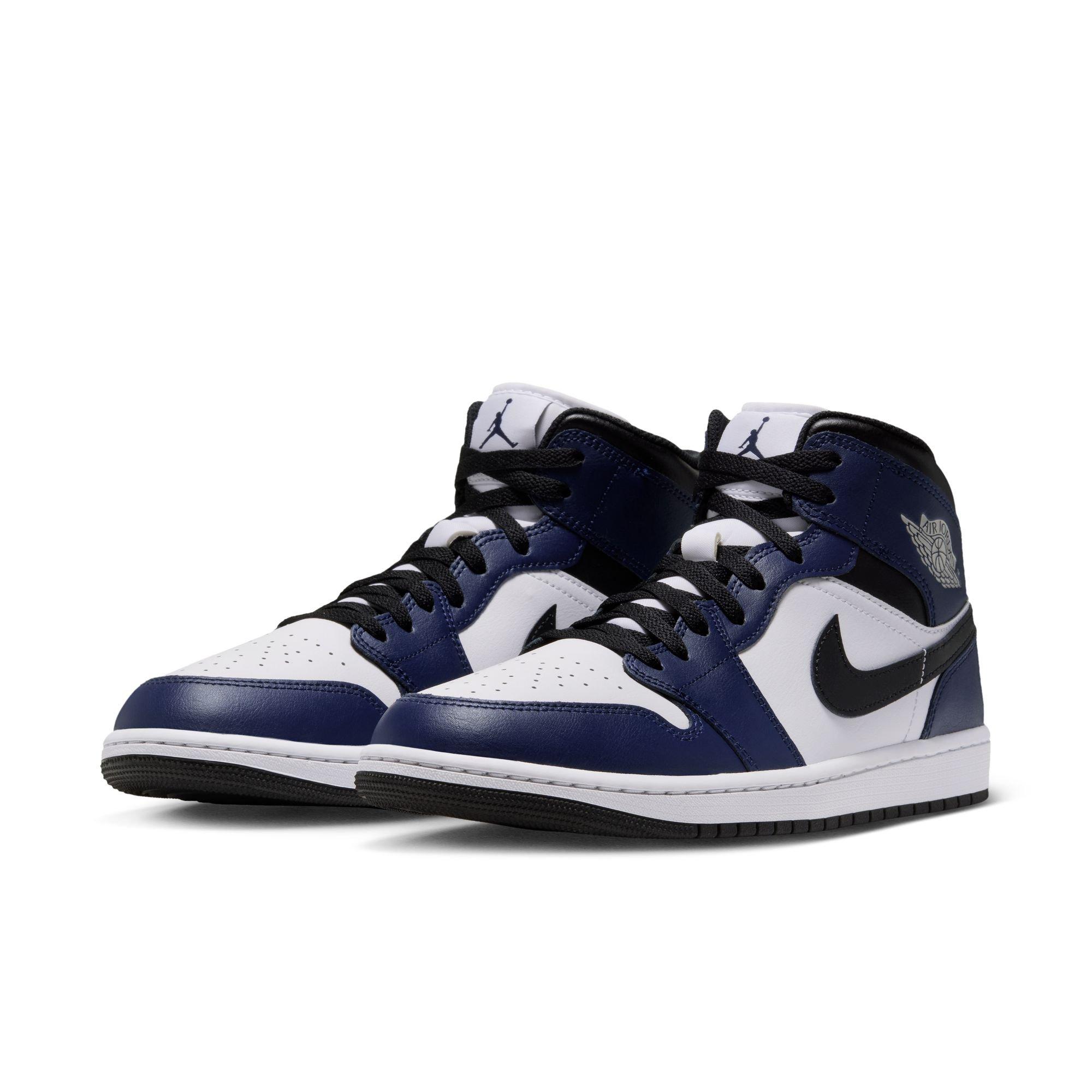 Jordan 1 Mid "White/Tech Grey/College Navy" Men's Shoe - WHITE/GREY/NAVY
